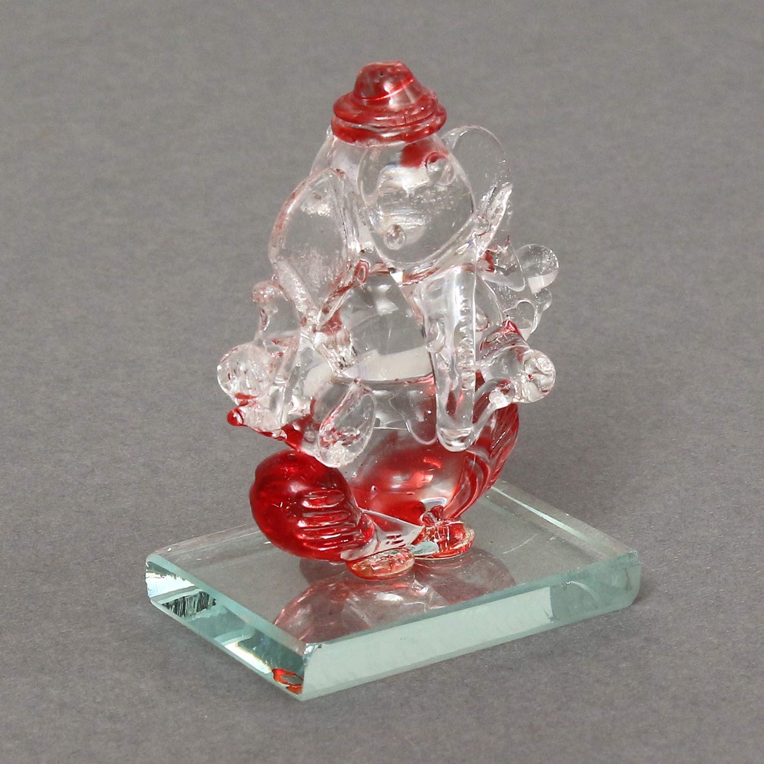 Ecraftindia Red And Transparent Double Sided Crystal Car Ganesha Showpiece