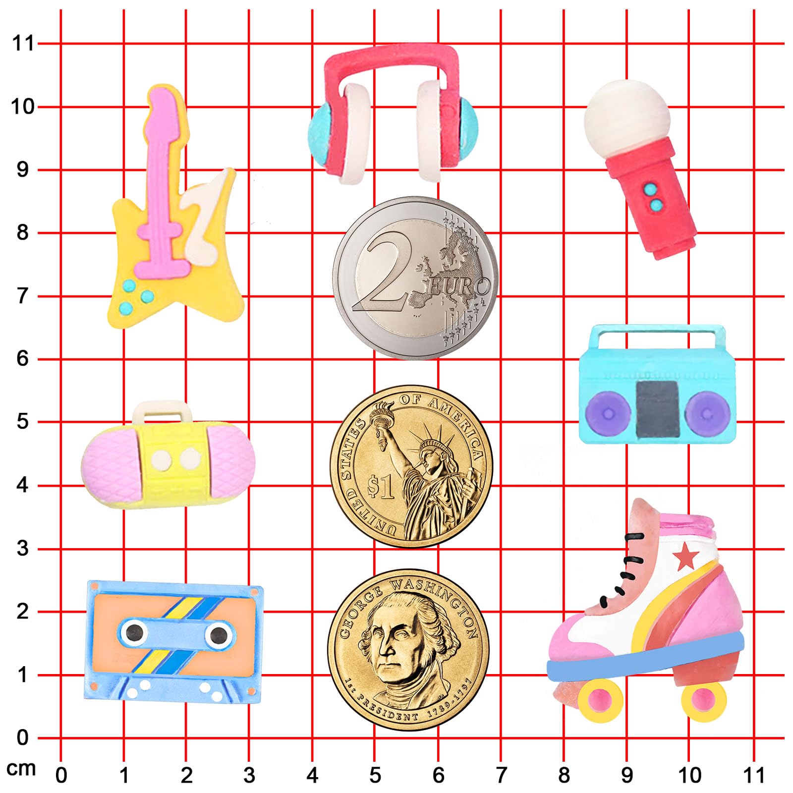 80S Disco Fever Fondant Silicone Tray Boombox Microphone Radio Bass For Sugarcraft Cake Decorating, Cupcake Topper, Chocolate, P