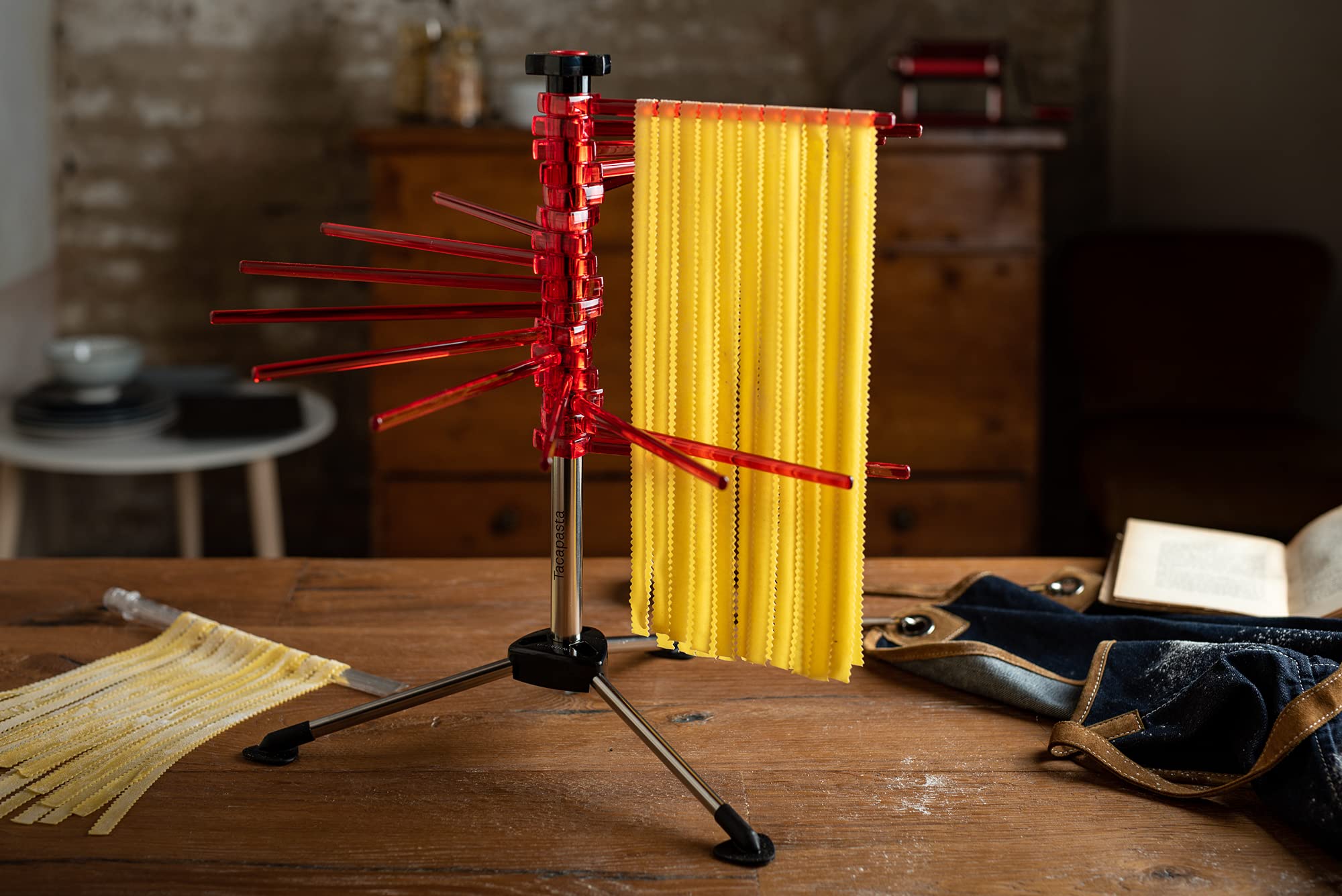 Marcato Pasta Drying Rack, 18.5 X 2.75-Inches, Red