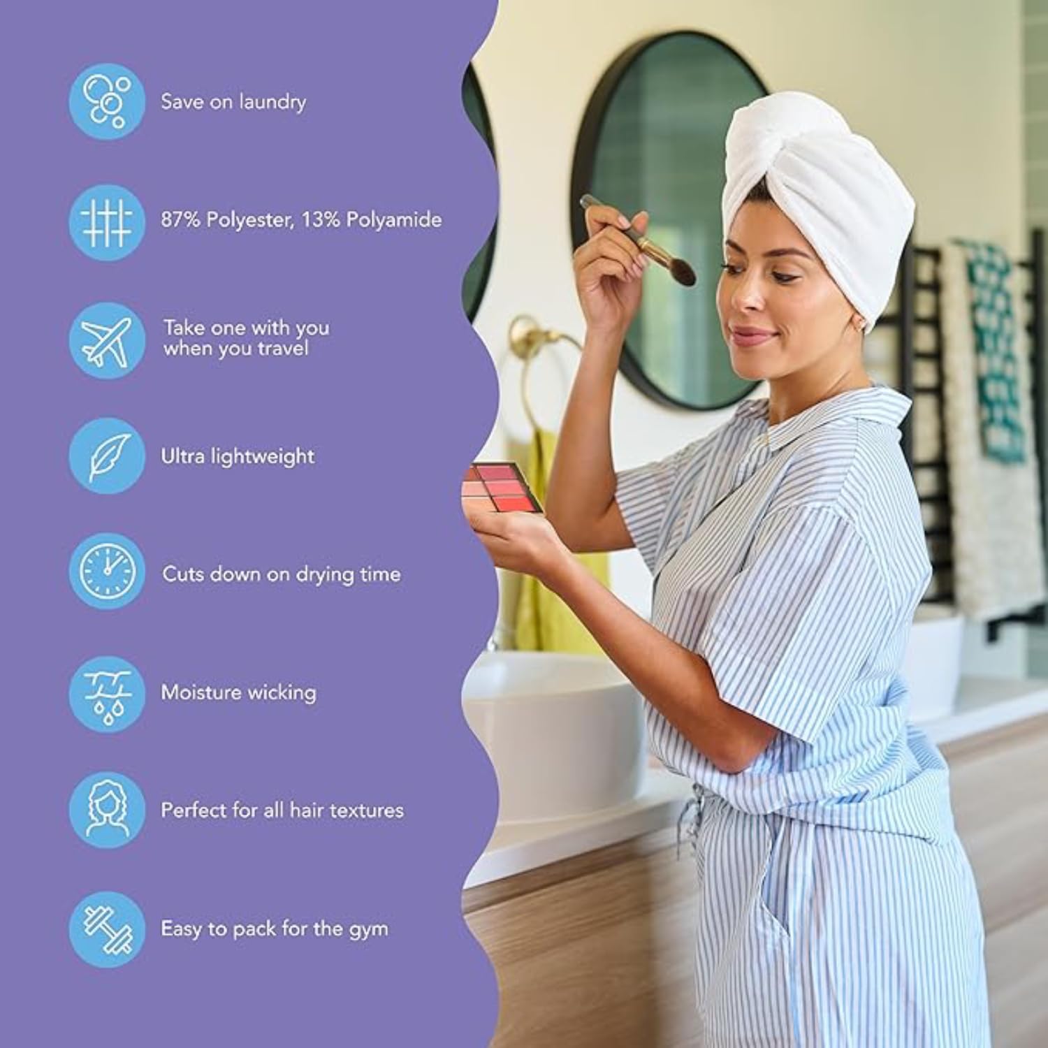 Turbie Twist Microfiber Hair Towel Wrap - for Women, Men & Kids - Travel & Bathroom Essential - Quick Dry Hair Turban for Drying