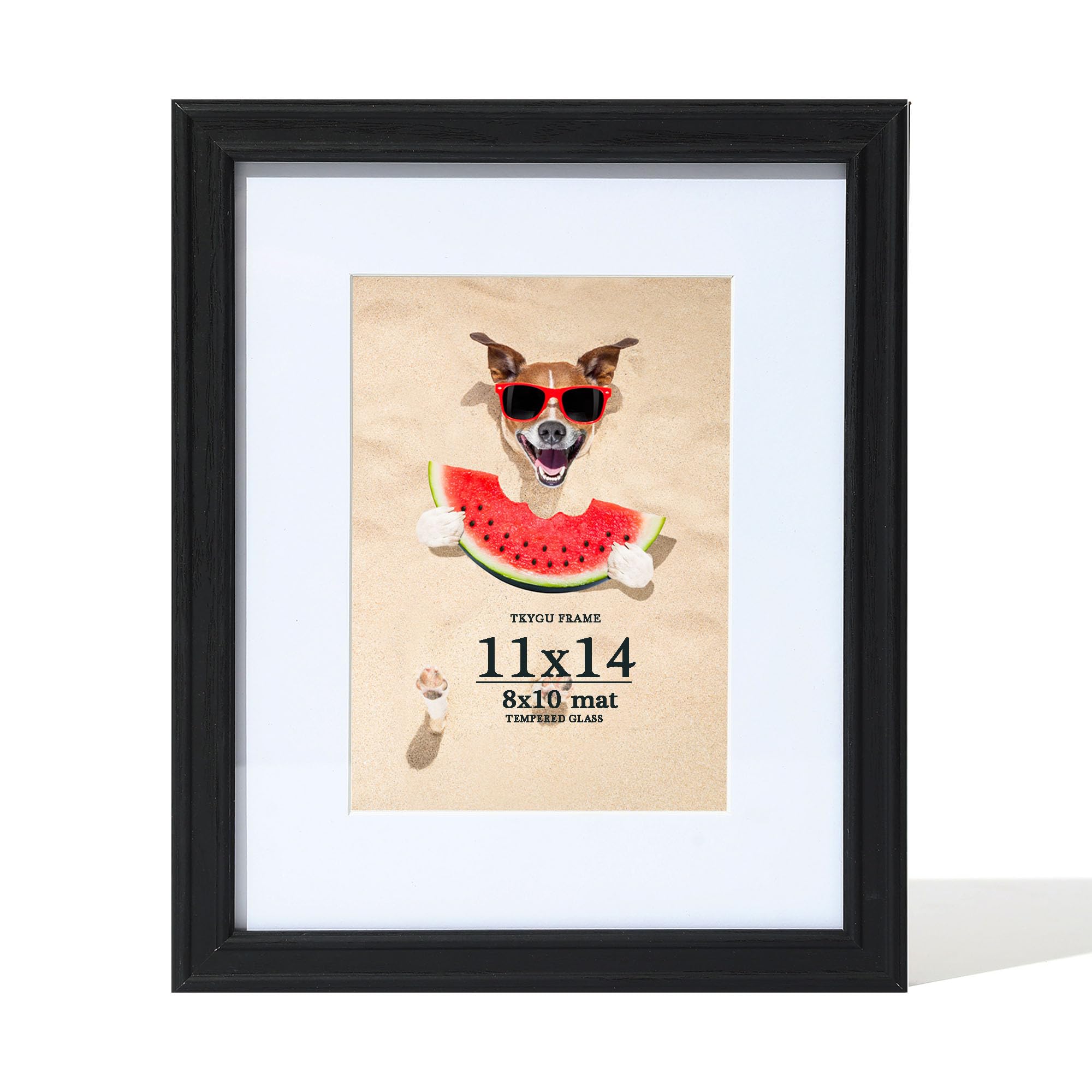 TKYGU 11x14 Picture Frame Black for Wall, 11 x 14 Poster Frame with Real Glass - Rustic Black Wooden Frame Display 8x10 Picture 