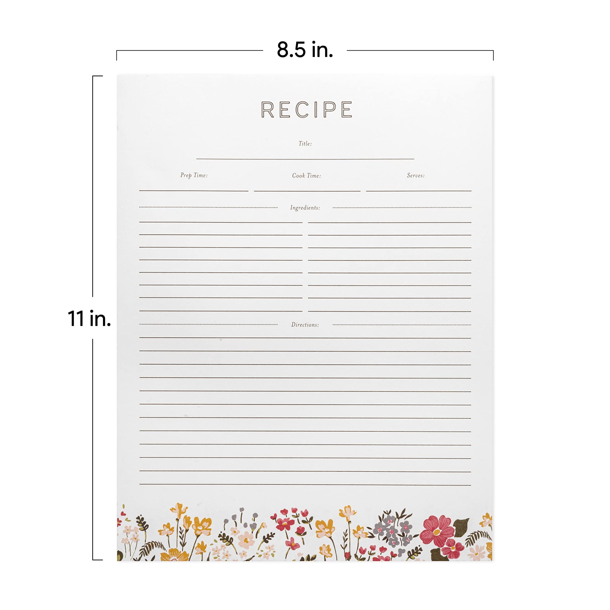 Recipe Binder Protective Sleeves and Printed Paper 8.5'' x 11'' Expansion Pack (Midnight Floral)