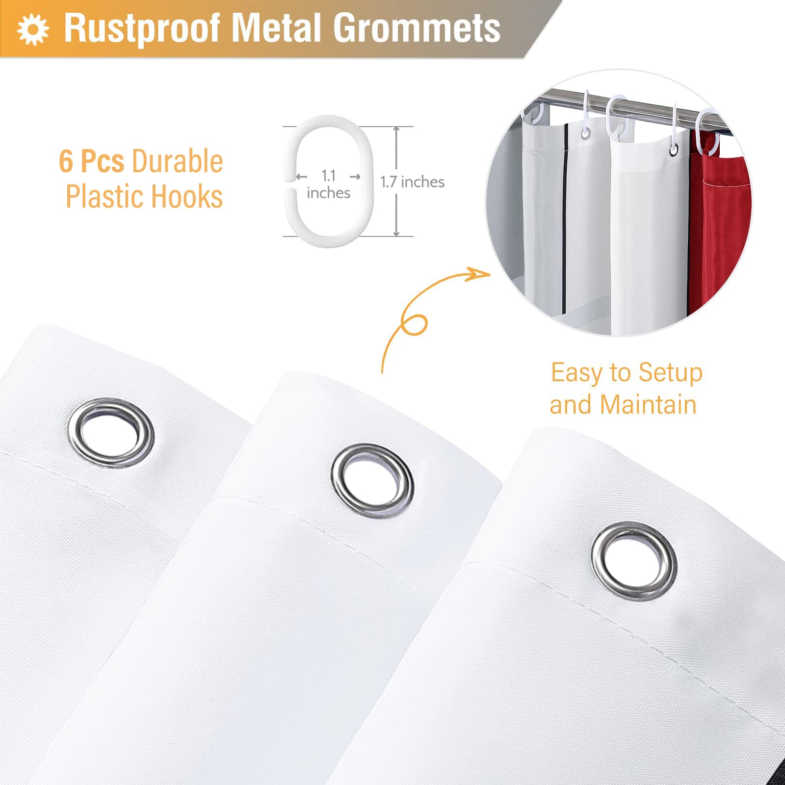 Bttn Stall Fabric Shower Curtain, 60X72 Inches Geometric Cloth Shower Curtain Set With 10 Plastic Hooks, Narrow Abstract Modern