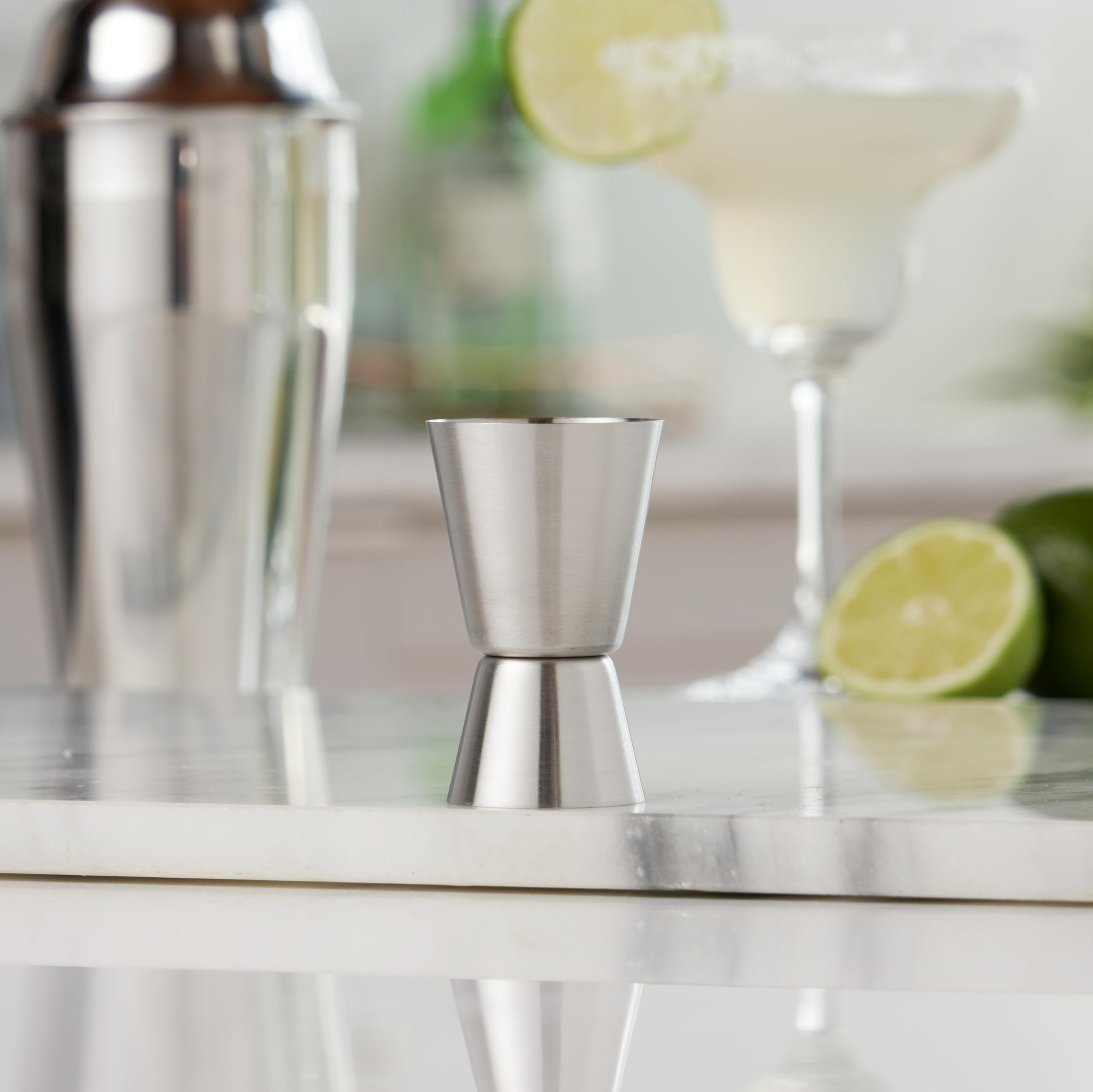 True Dual Double Jigger For Bartending, Stainless Steel Measured Jiggers, Cocktails, Mocktails, Barware, Home Bar Accessories, 1