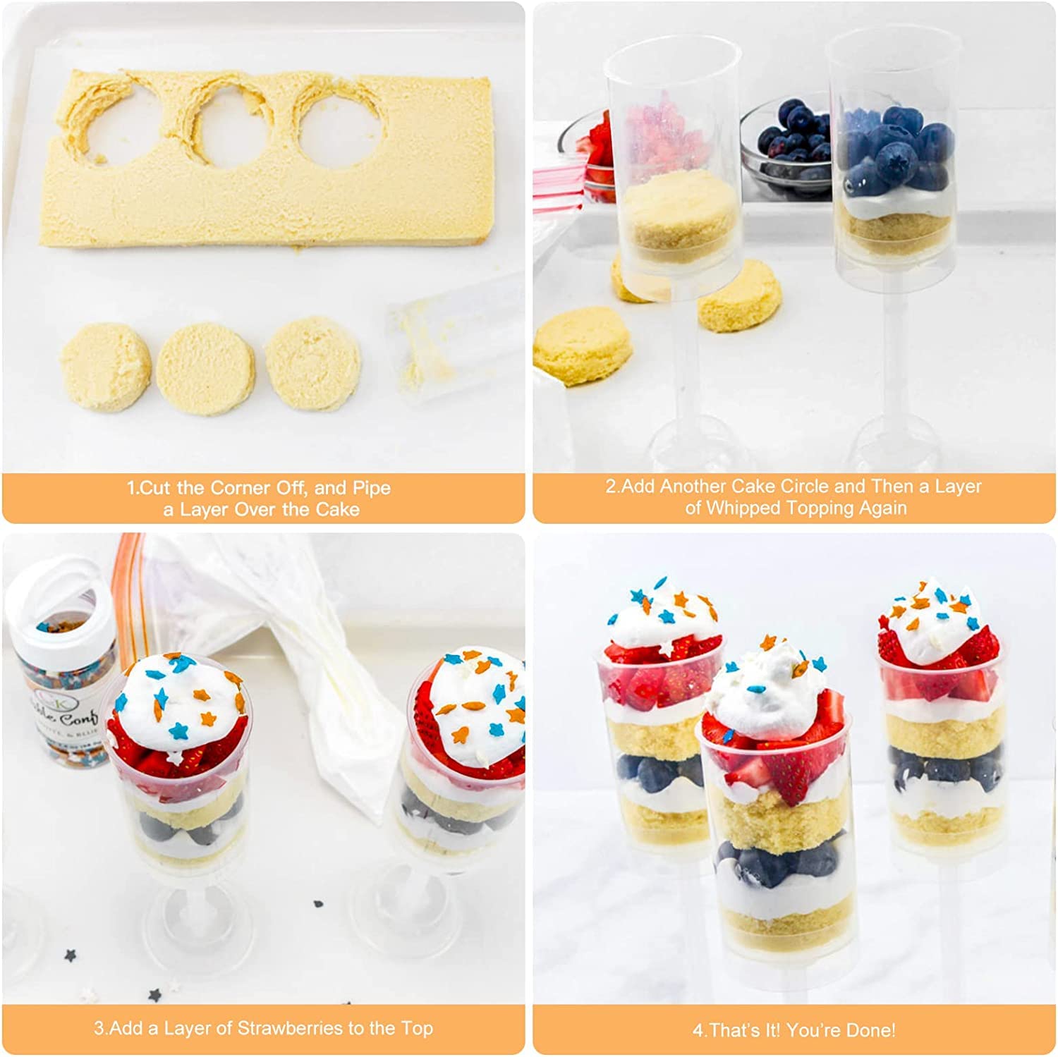 Doitool 80Pcs Round Shaped Clear Push- Up Cake Shooter Plastic Cake Push- Pops Containers With Lids For Ice Cream Cake Dessert (