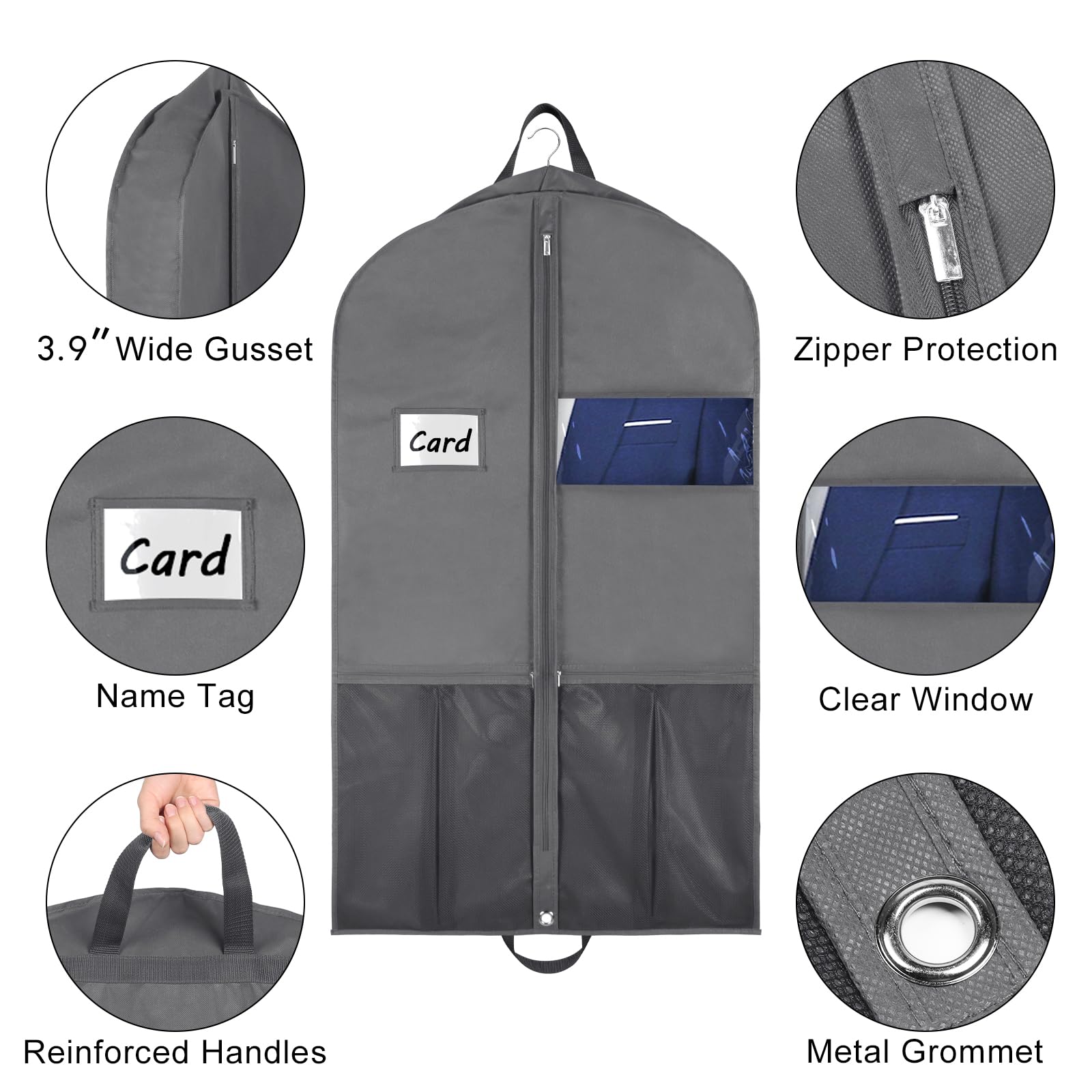 Zilink 43'' Suit Bags For Closet Storage And Travel Gusseted Hanging Garment Bags For Men Suit Cover For Travel With Handles For