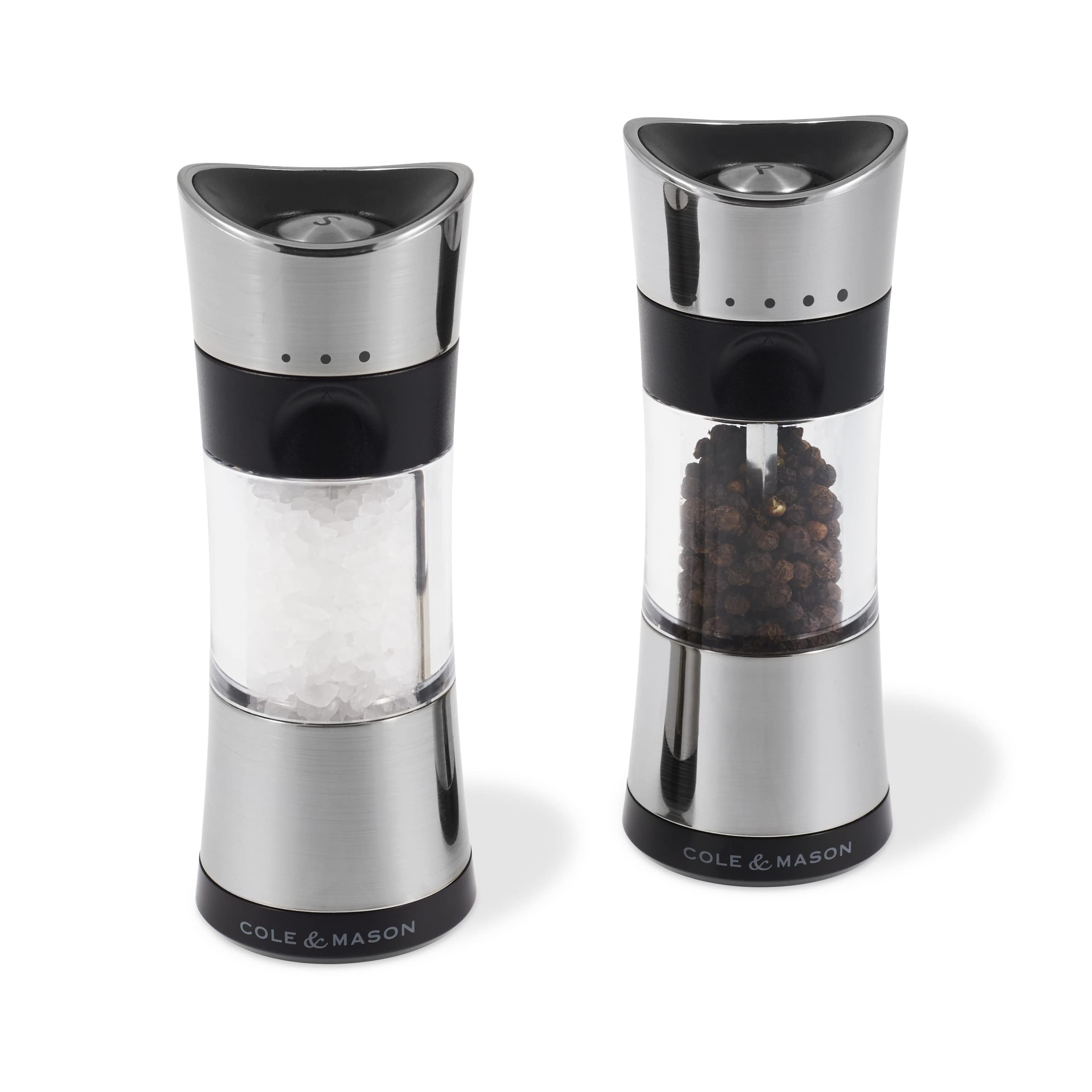 Cole & Mason 6-Inch Horsham Salt & Pepper Mill Gift Set - Inverted Salt And Pepper Grinders - Refillable Seasoning And Spice Too