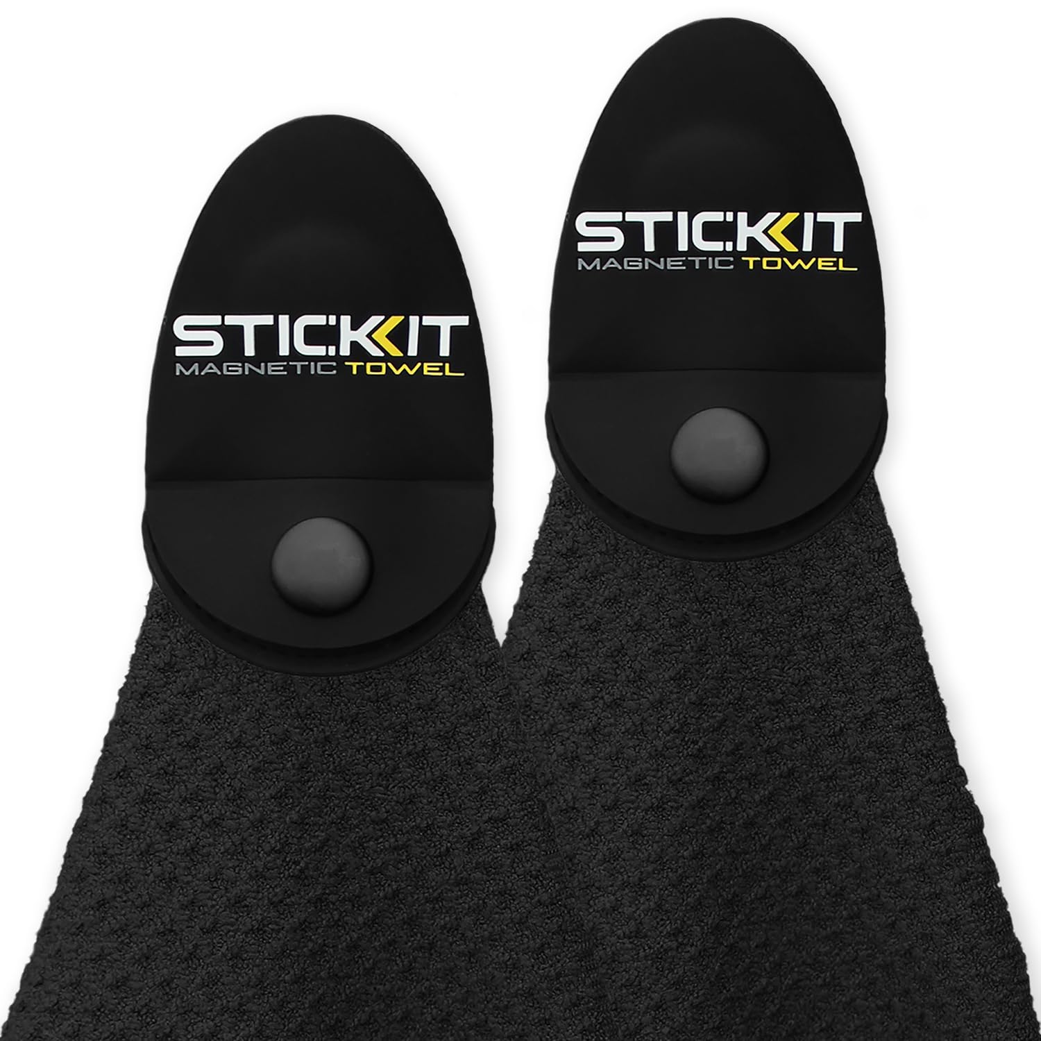 Stickit Magnetic Golf Towel, Black  2-Pack  Top-Tier Microfiber Golf Towel With Deep Waffle Pockets  Industrial Strength Magnet