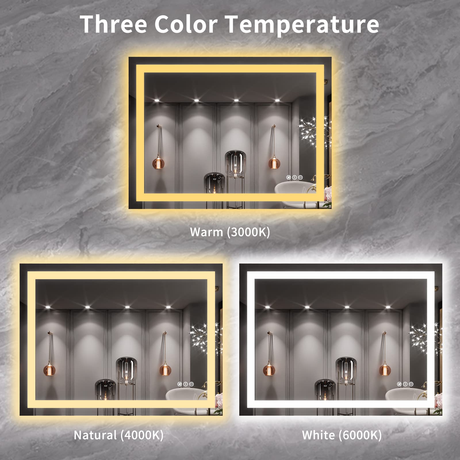 Loaao 40X30 Led Bathroom Mirror With Lights, Anti-Fog, Dimmable, Backlit + Front Lit, Lighted Bathroom Vanity Mirror For Wall, M