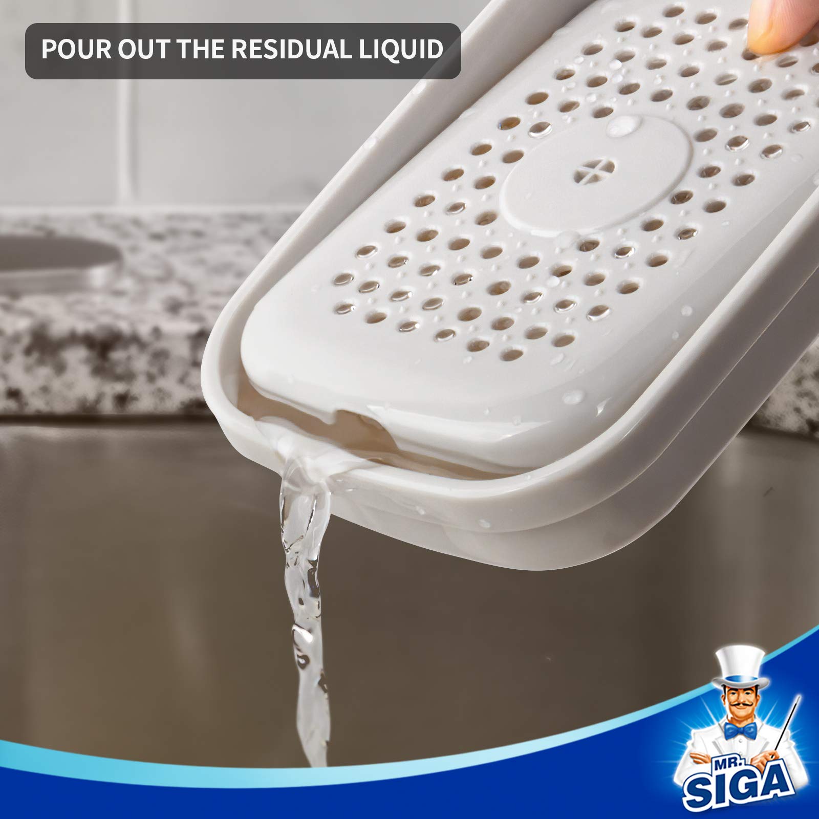MR.SIGA 2 in 1 Premium Soap Dispenser & Sponge Holder, White, 14.6x10x10cm, Model SJ21778 for Kitchen Countertop
