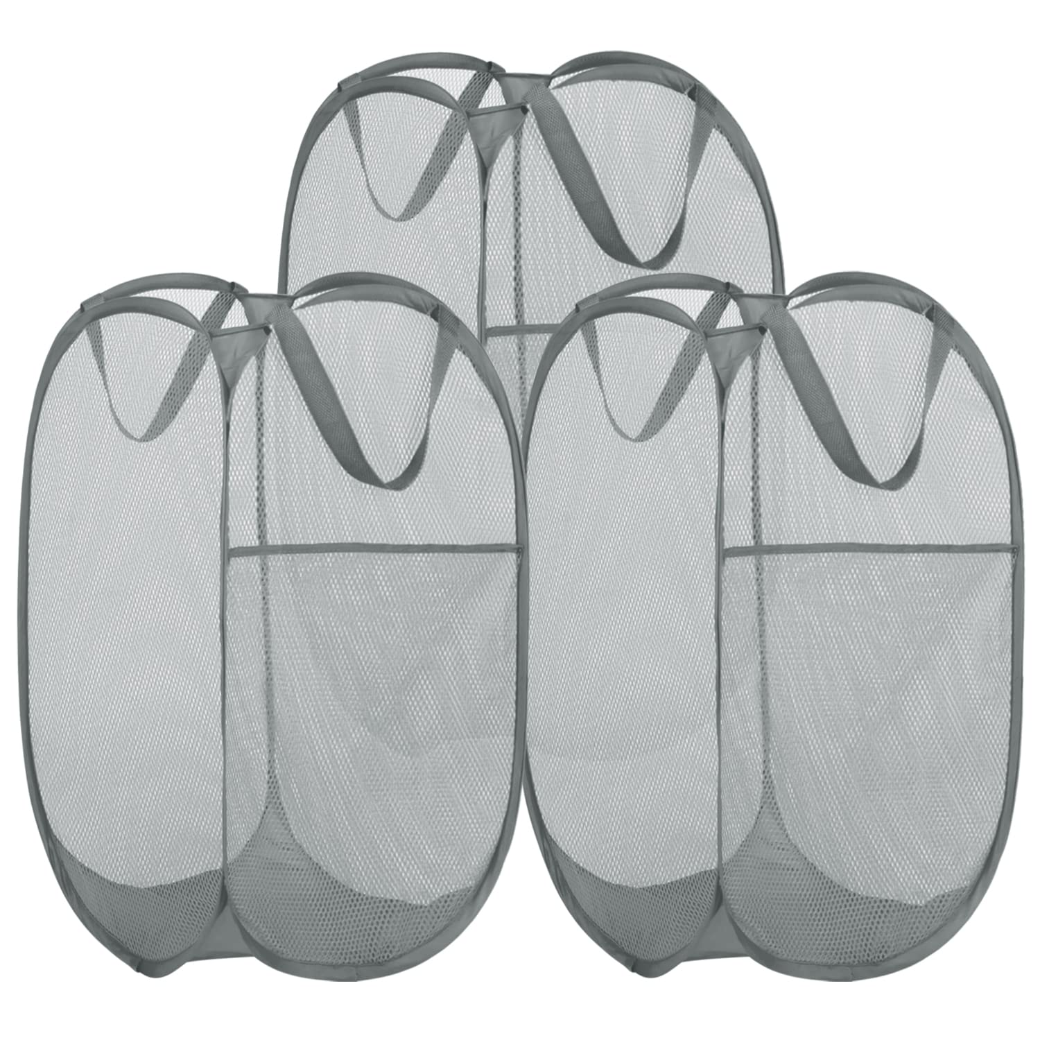Battoo 3 Pack Collapsible Laundry Basket Strong Mesh Pop Up Laundry Hamper For Laundry Foldable Hampers With Side Pocket Reinfor
