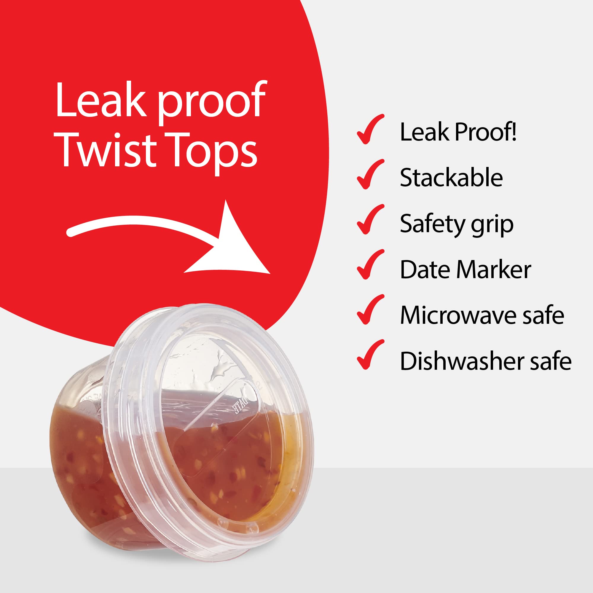 Plasticpro 6 Pack Twist Cap Food Storage Containers With Clear Screw On Lid- 4 Oz Reusable Meal Prep Containers - Small Freezer