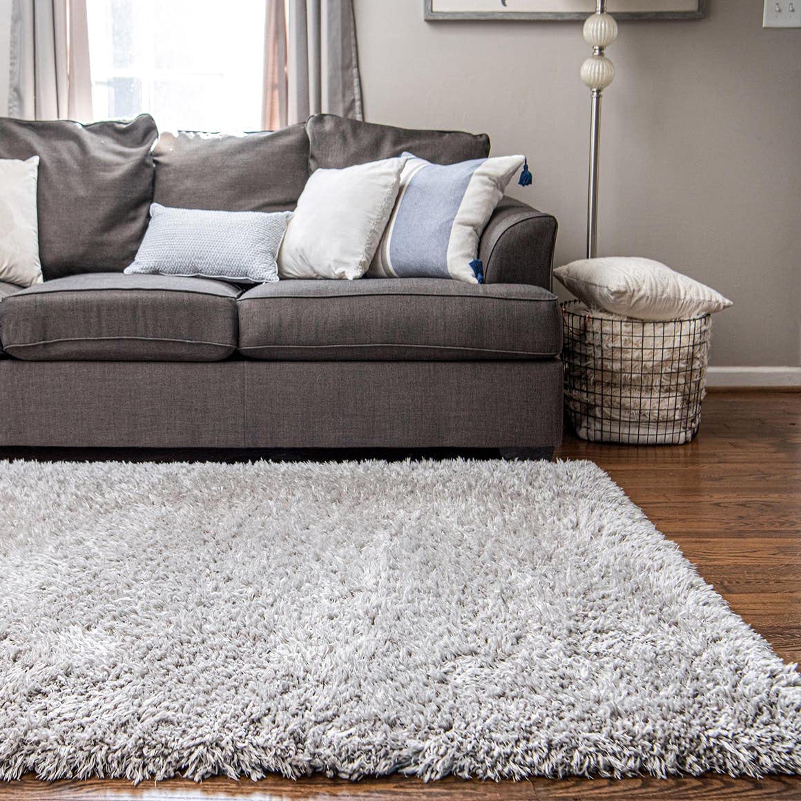 Rugs.com Infinity Collection Solid Shag Area Rug 9 x 12 Ash Shag Rug Perfect for Living Rooms, Large Dining Rooms, Open Floorp