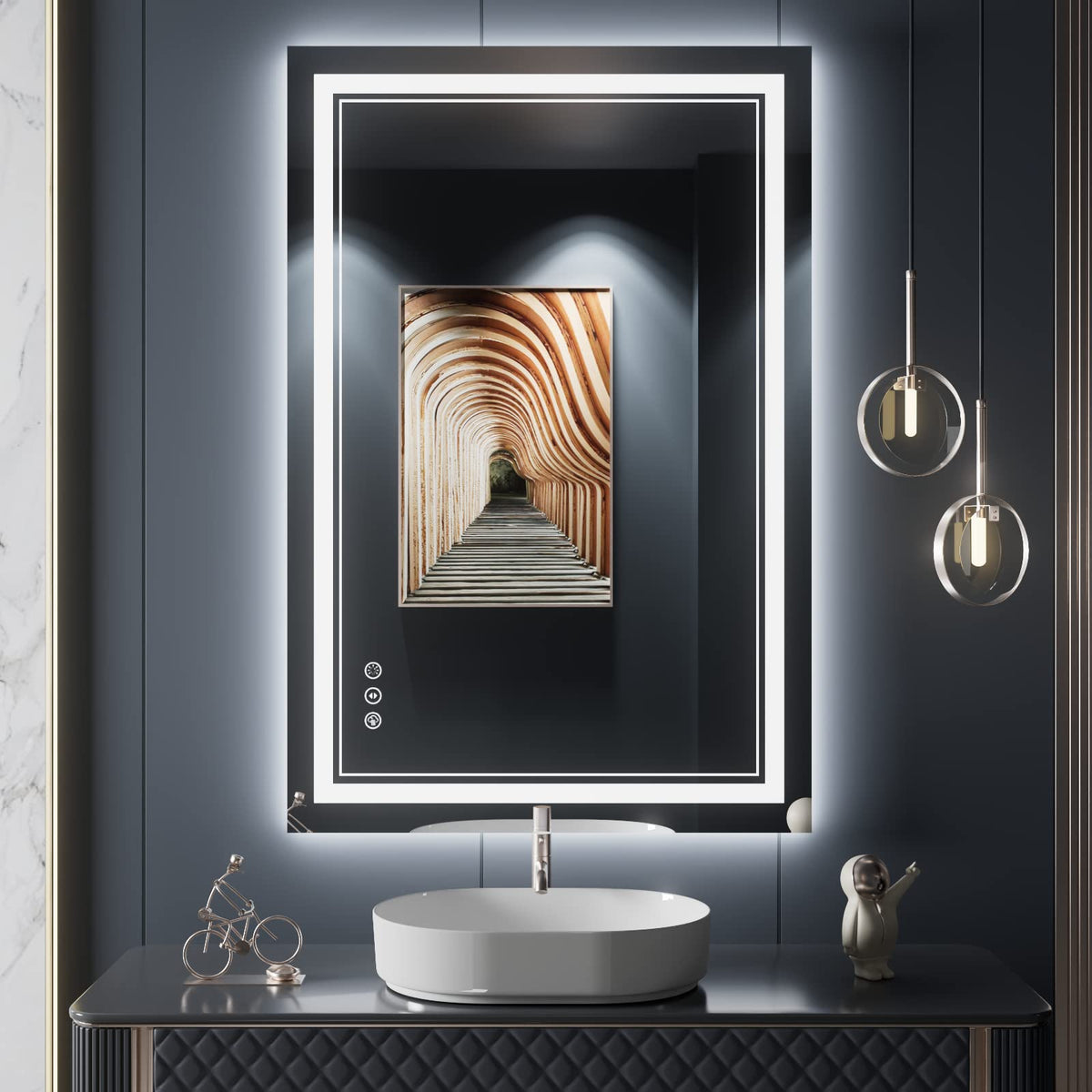 Istripmf 24X36 Inch Led Bathroom Mirror Wiht Lights, Backlit And Front Lighted Bathroom Mirror,Anti Fog, Dimmable Led Vanity Mir