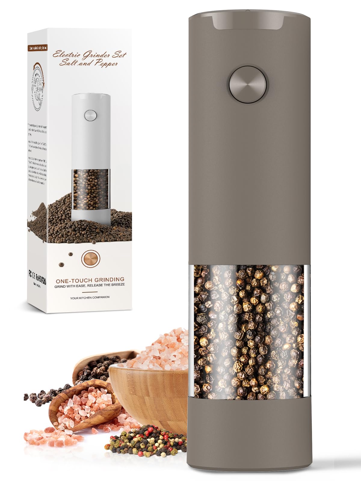 1 Pack Salt and Pepper Grinder-Automatic Adjustable Coarseness Pepper Grinder Shakers Set Kitchen Products, Anniversary Ideas Gi
