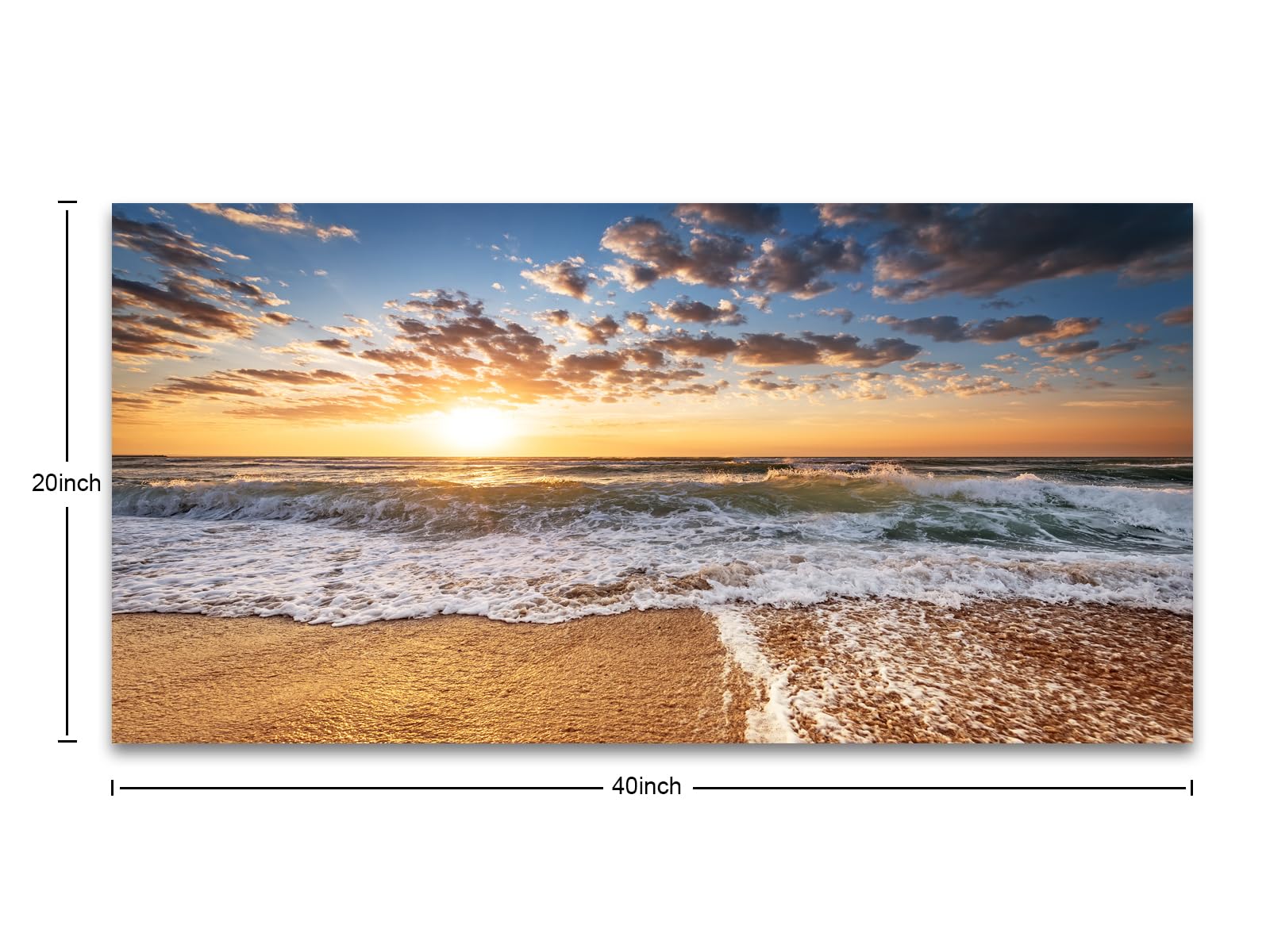 Jiuqinghua Wall Art Decor Large Canvas Print Picture Sunrise Over The Sea 1 Panel Ocean Beach Waves Scenery Painting Artwork For