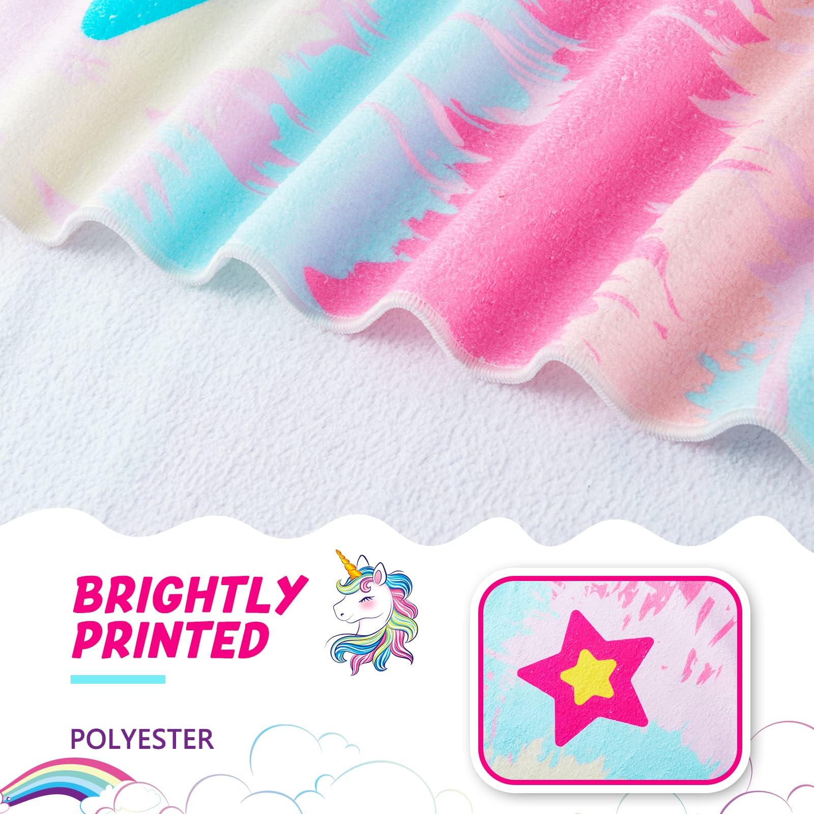 WERNNSAI Tie Dyed Unicorn Kids Beach Towel - 30