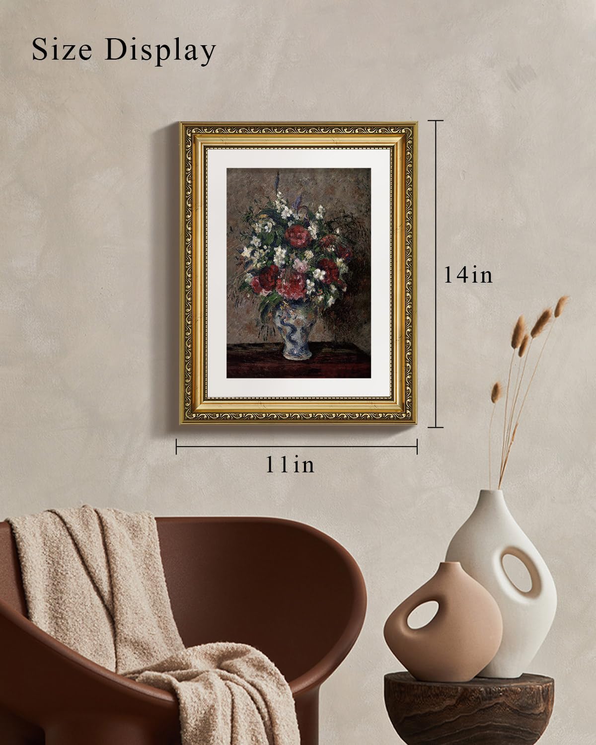 Viyyiea Gold Framed Wall Art Canvas Print Home Decor Flower Wall Decor ...