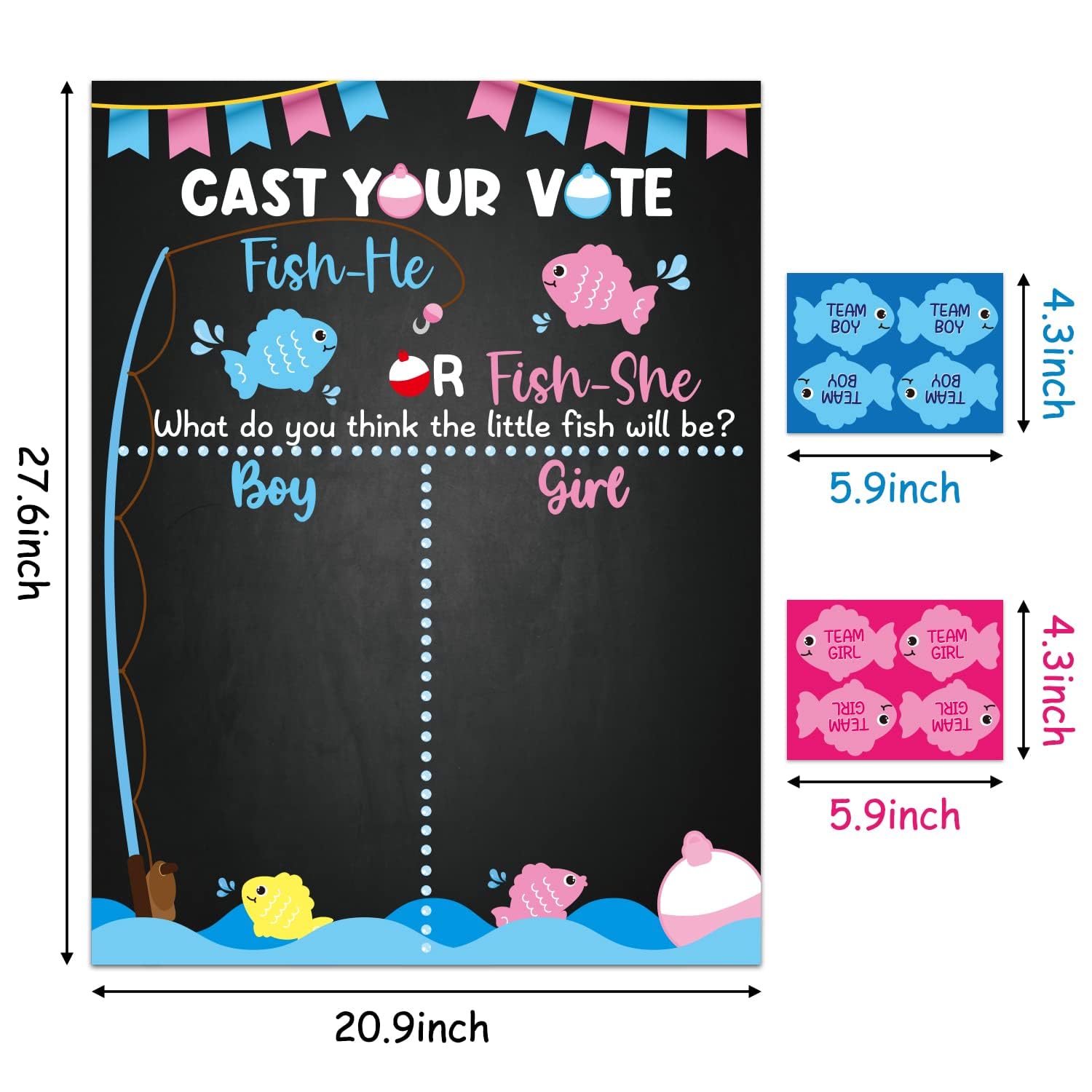 Angolio Gone Fishing Gender Reveal Games For Voting With Fish Voting Stickers For Kids Adults Guests Cast Baby Vote Game Gender