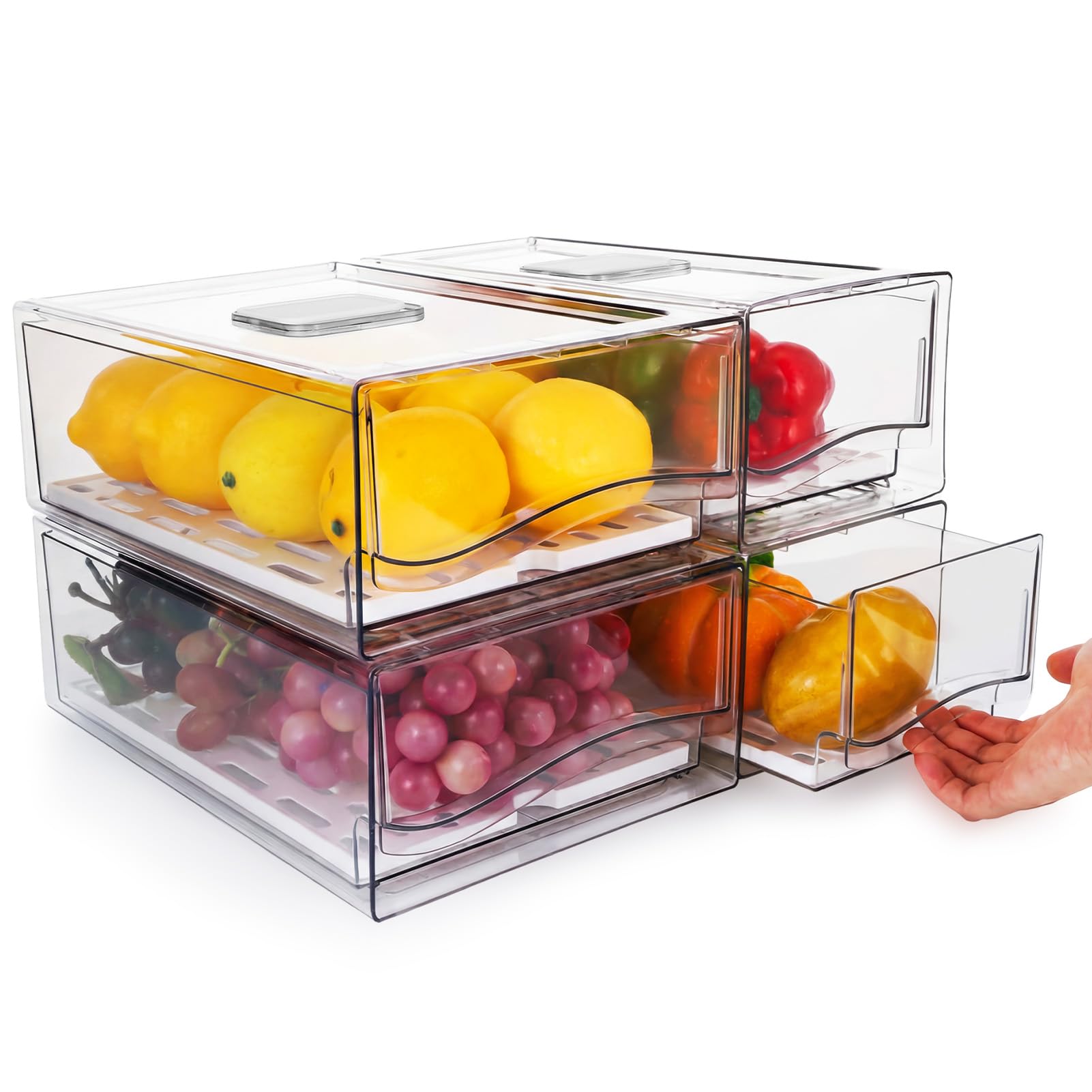 Ovveroche 4Pack Fridge Organizer, Stackable Refrigerator Organizer Bins