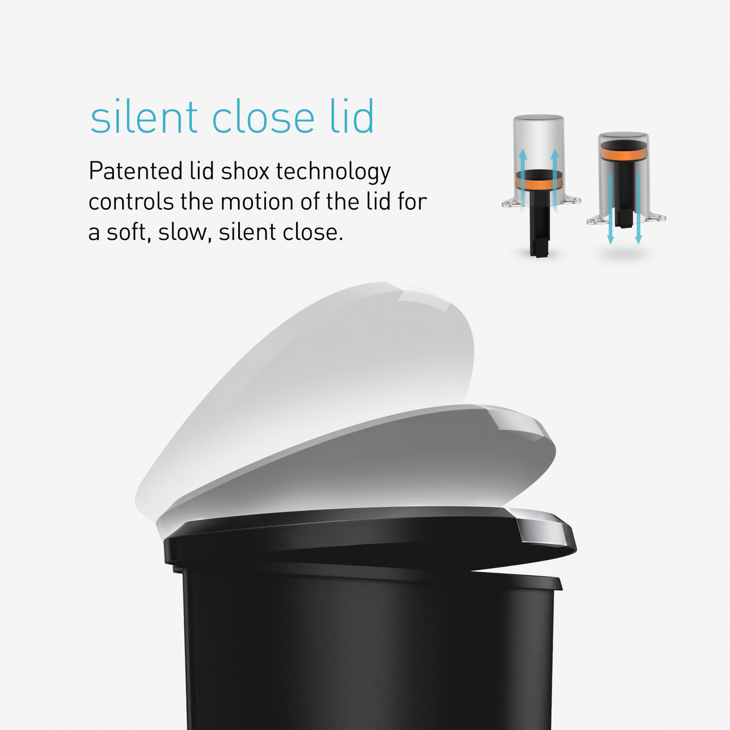 simplehuman 50 Liter / 13 Gallon Hybrid Semi-Round Kitchen Step Trash Can with Secure Slide Lock, Indigo Plastic