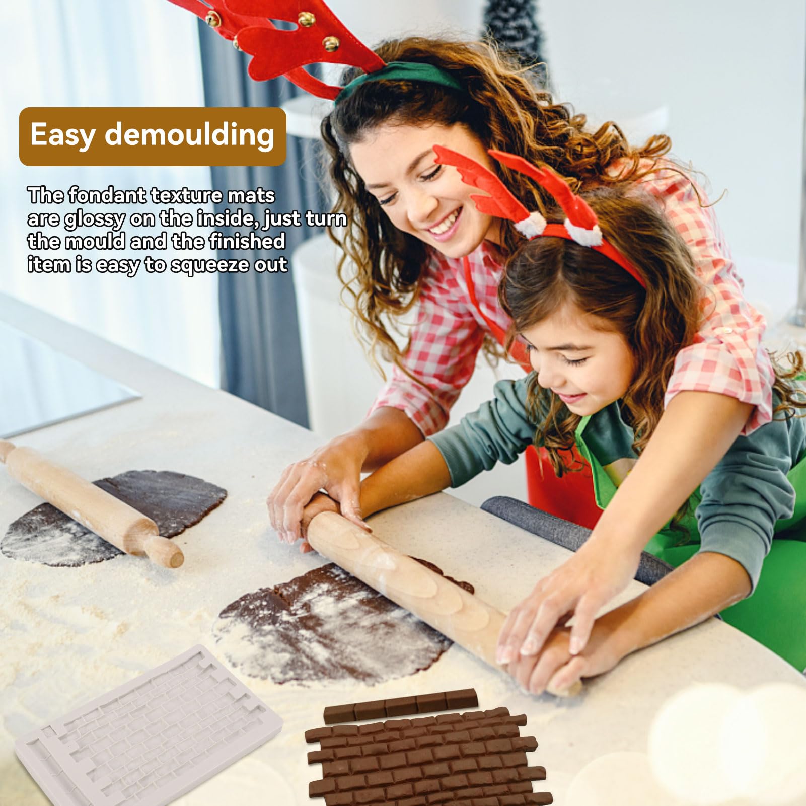 Fondant Impression Mat, Silicone Brick Wall Pattern Lace Mat Silicone Imprint Mold Sugarcraft Wedding Cake Decorating Tools Choc