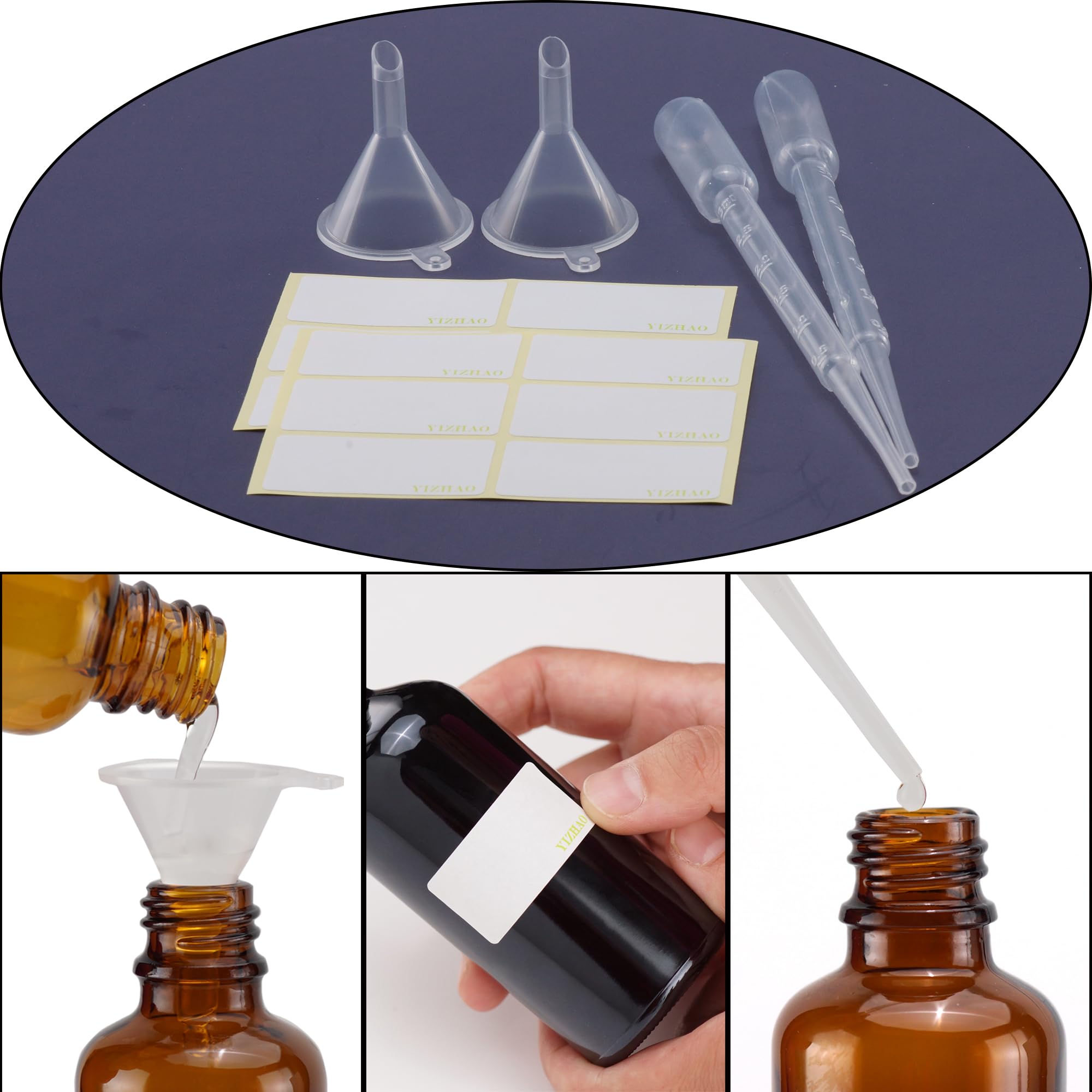 Yizhao Clear Glass Spray Bottles 2Oz, With Small Fine Mist Spray, Metal Cap, Refillable For Essential Oil,Travel,Cleaning,Perfum