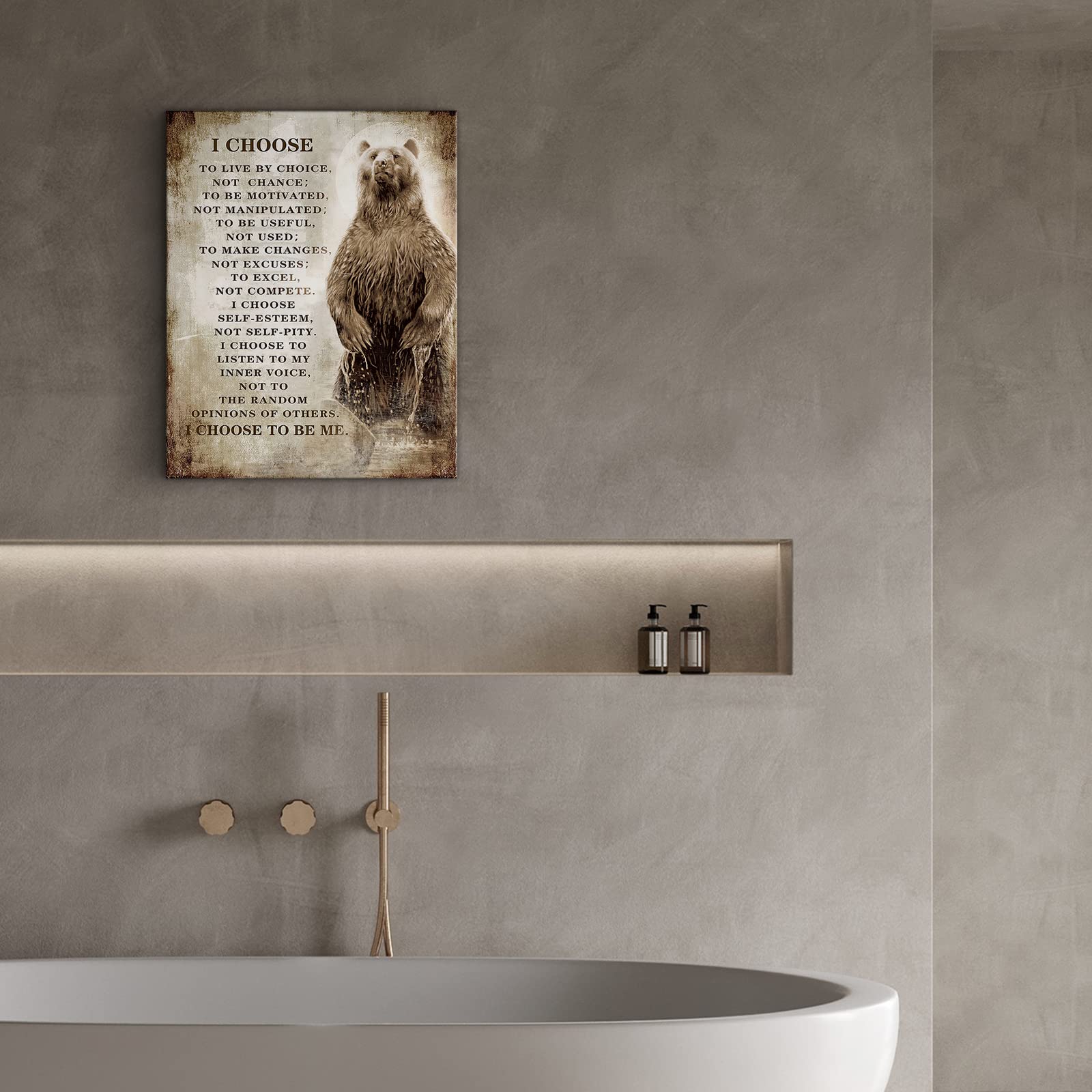 Motivational Bear Canvas Wall Art Christian Bear Inspiring Picture Wall Decor Inspirational Quotes Painting Framed Modern Artwor