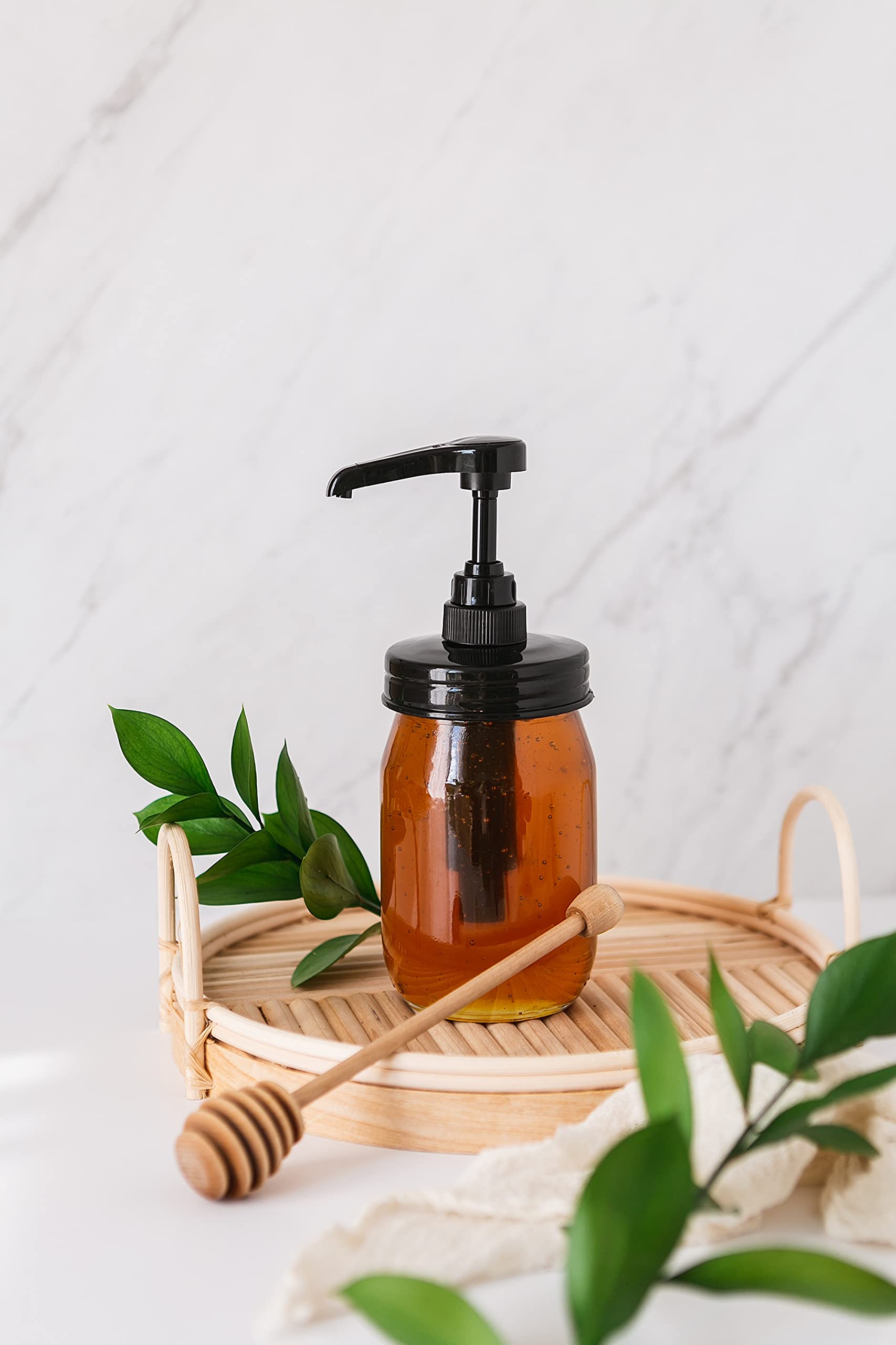 Jarmazing Products Mason Jar Syrup Dispenser - Set Of 2 - 16 Oz Smooth Jars With Rust-Proof, Leak-Proof, Food Grade Pumps For Ho