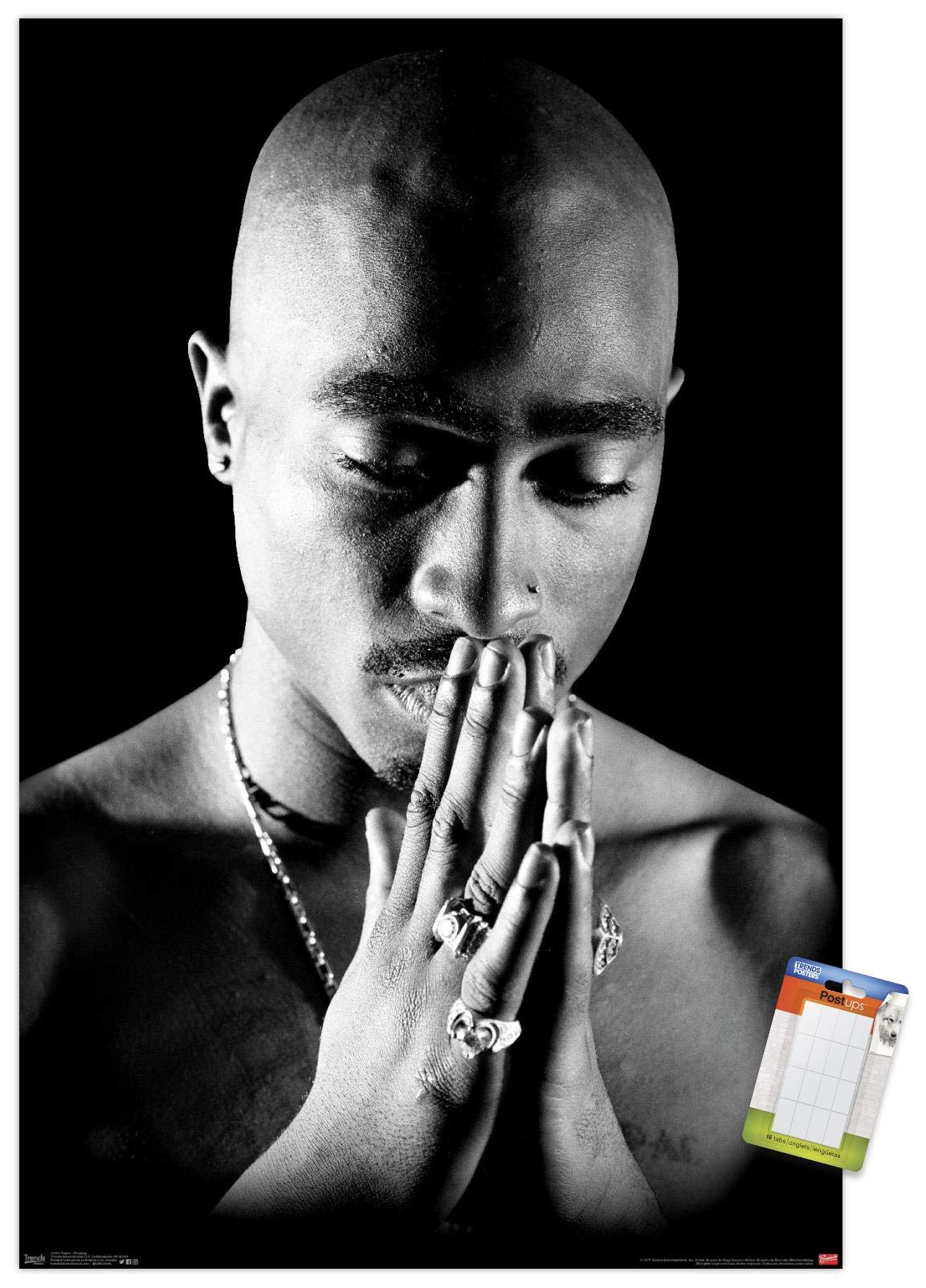 Trends International Tupac-Praying Mount Wall Poster, 22.375'' X 34'', Poster & Mount Bundle, Dormitory