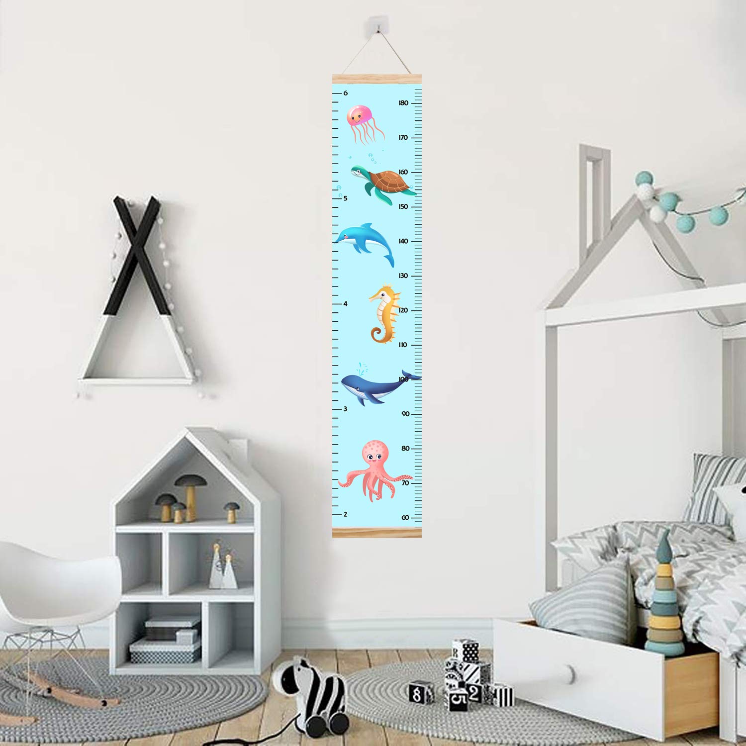 Animals Growth Chart For Kids, Baby Height Chart, Canvas Height Measuring Rulers For Boys Girls (Animals 3)