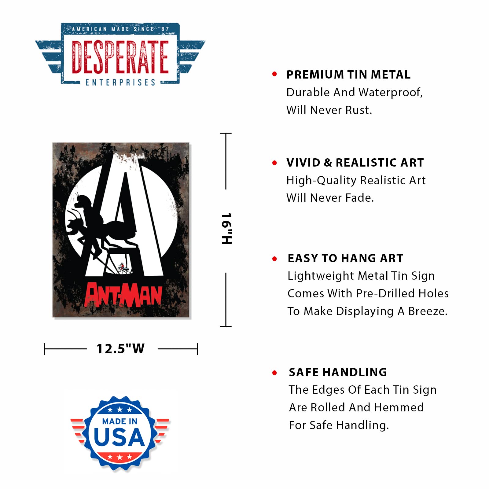 Desperate Enterprises Captain America A Tin Sign - Nostalgic Vintage Metal Wall Decor - Made in USA