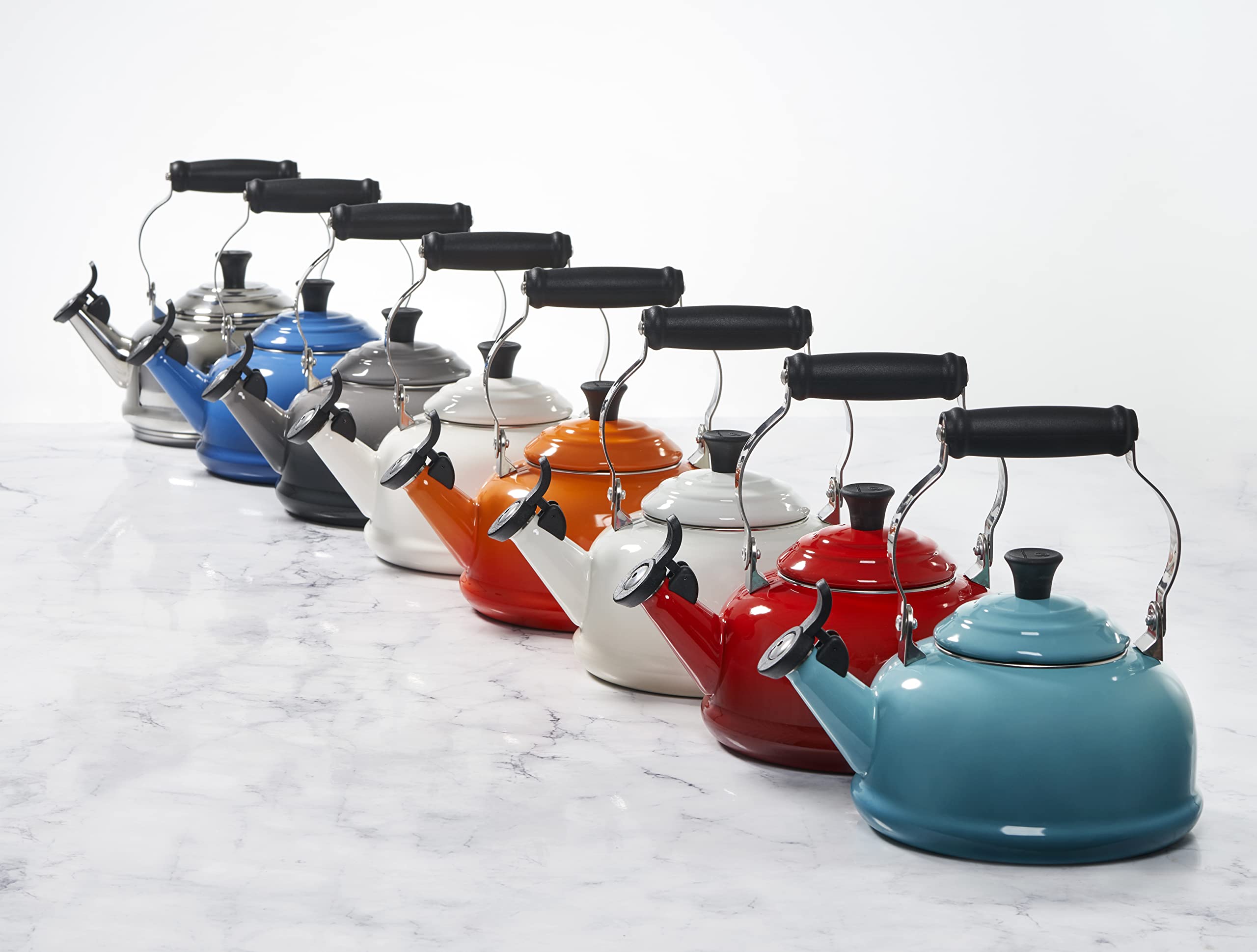 Le Creuset Enamel On Steel Whistling Tea Kettle, 1.7 Qt., Oyster