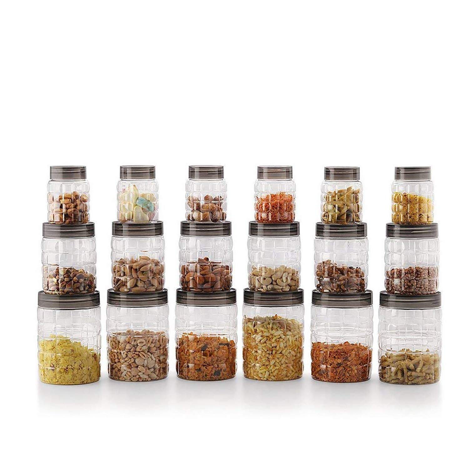 Cello Checkers Plastic Pet Canister Set, 18 Pieces, Clear