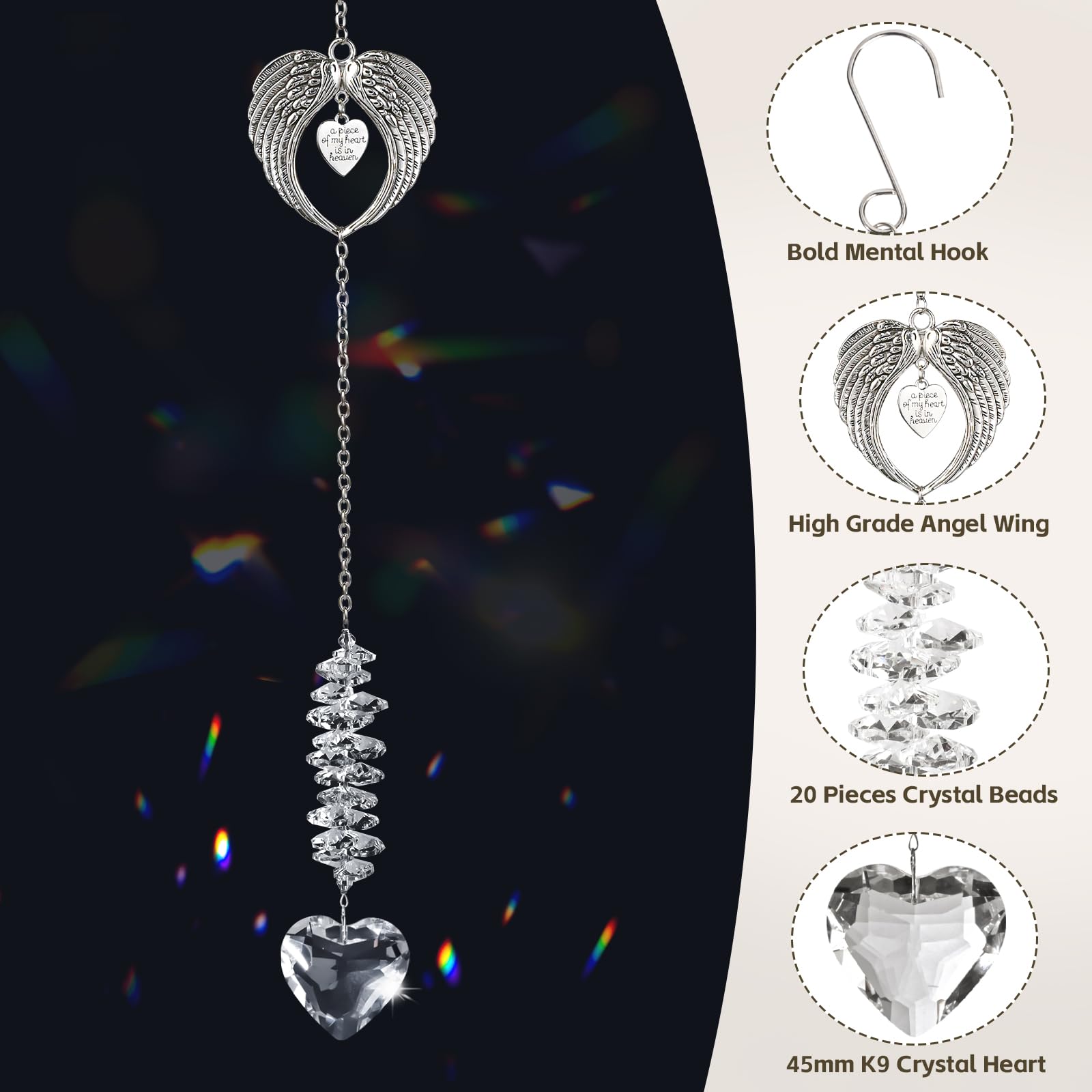 Shrebilo Sympathy Gifts for Loss of Loved One, Unique Memorial Gift for Loss of Mom Dad Son Husband, Crystal Suncatchers,Grief G