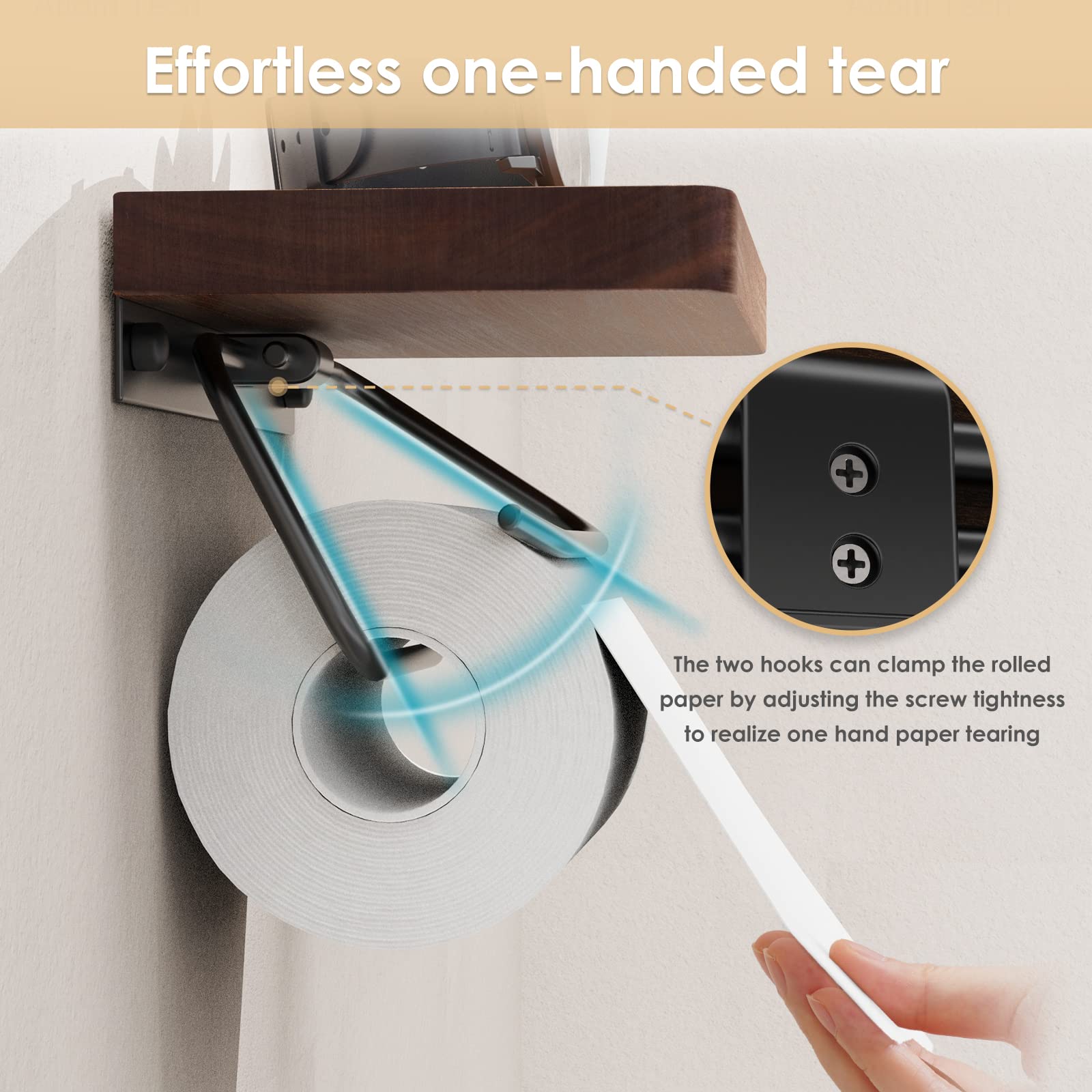 Nihome Toilet Paper Holder With Shelf For Bathroom Farmhouse Rustic Toilet Paper Roll Holder Wall Mount Rustproof Adjustable Eas