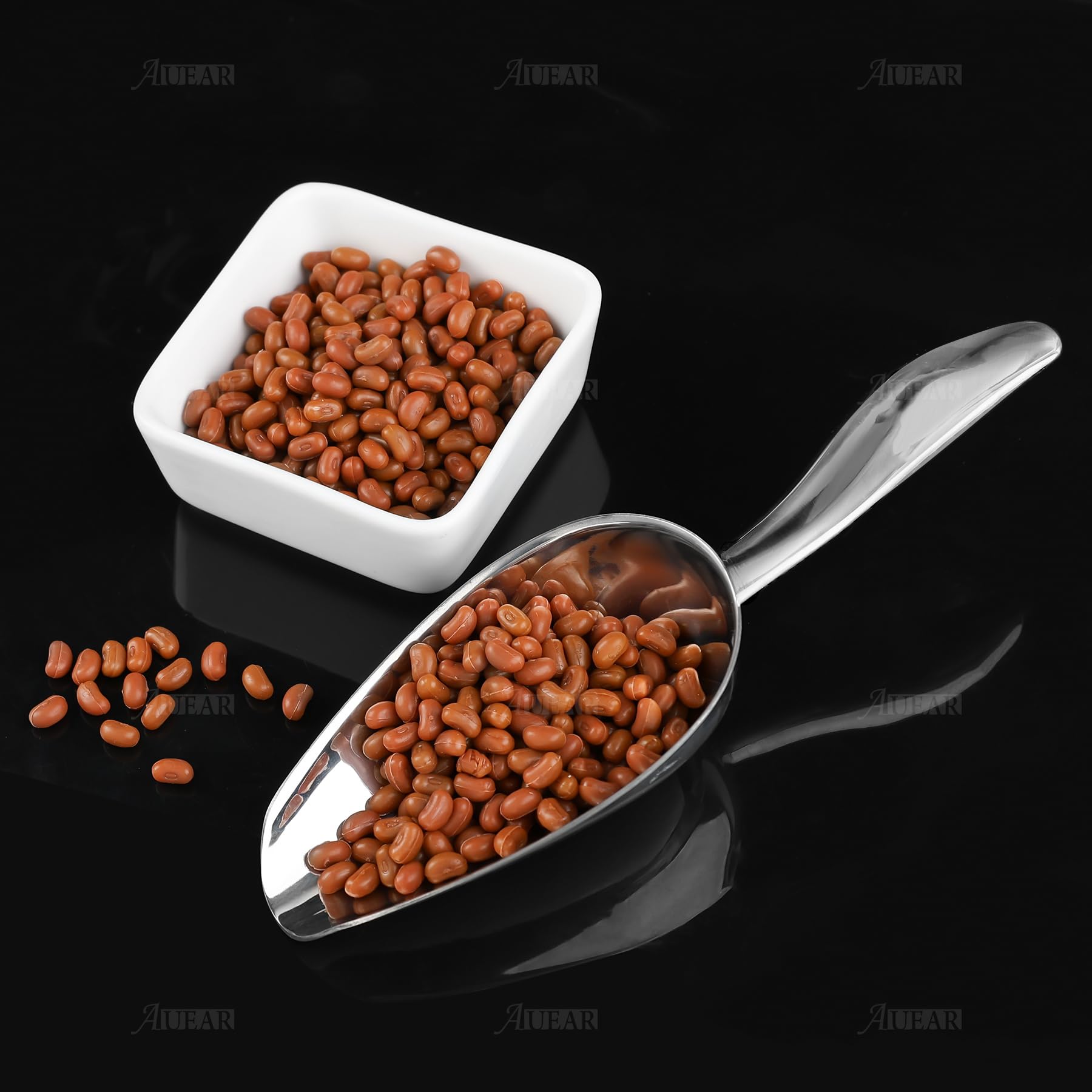 Auear, 6 Oz Metal Ice Scoop Stainless Steel Utility Scoop For Popcorn Rice Flour Dry Food Dog Food