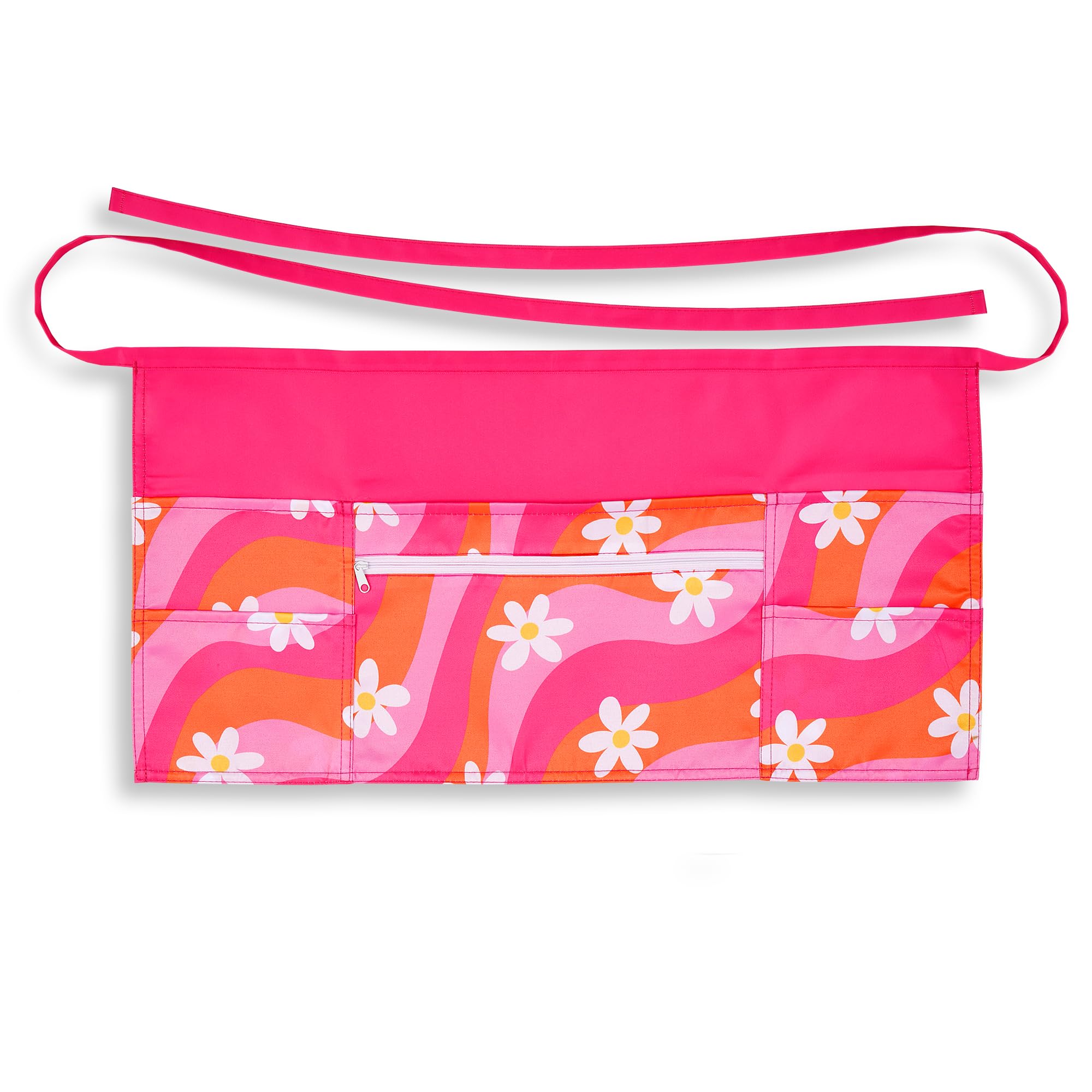 Groovy Pink Flower Zipper Apron Pink Floral Apron Retro Patterned Apron