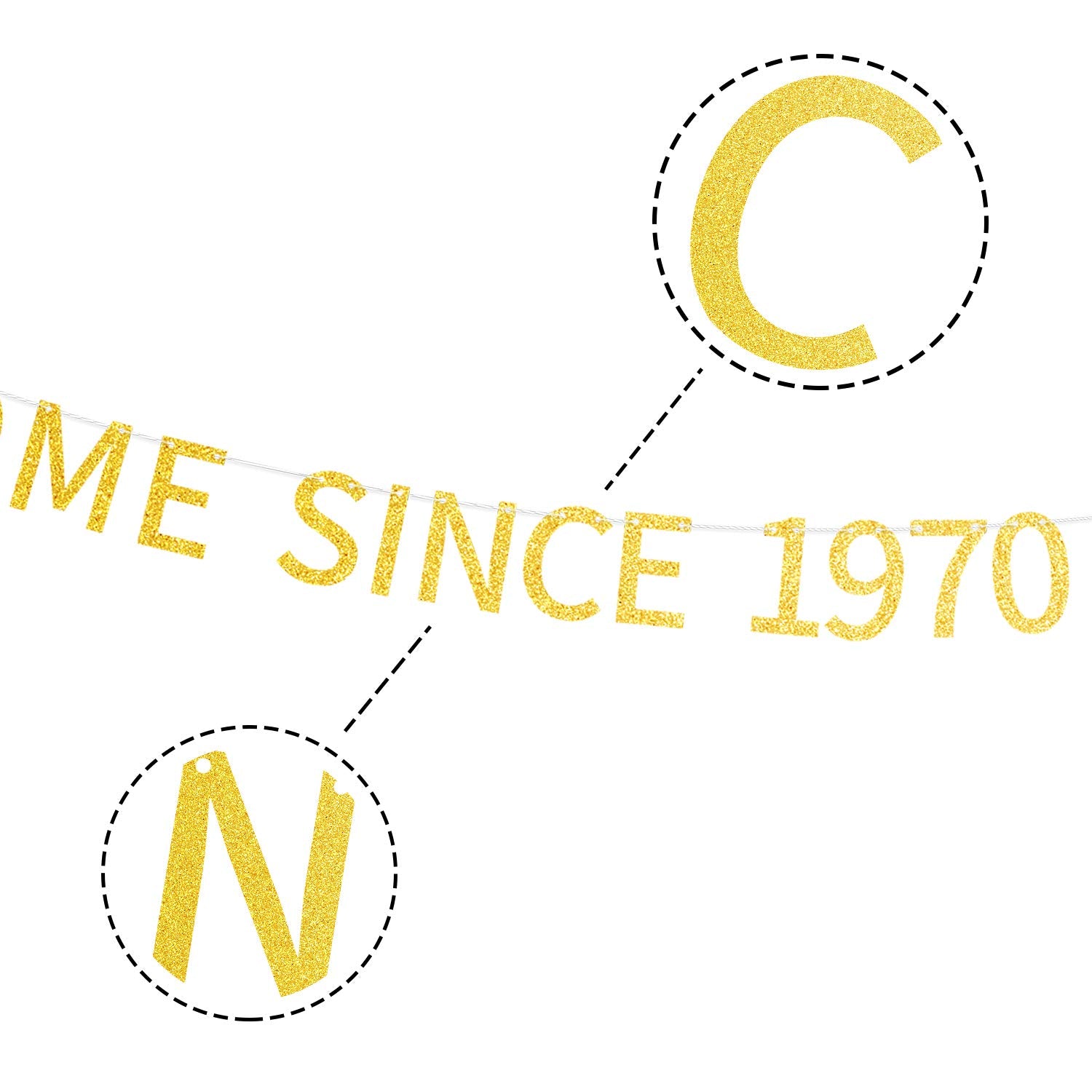 Awesome Since 1970 Pre-Strung Gold Glittery 54Th Birthday Banner 54 Fifty Four Year Old Birthday Party Decorations For Men Women