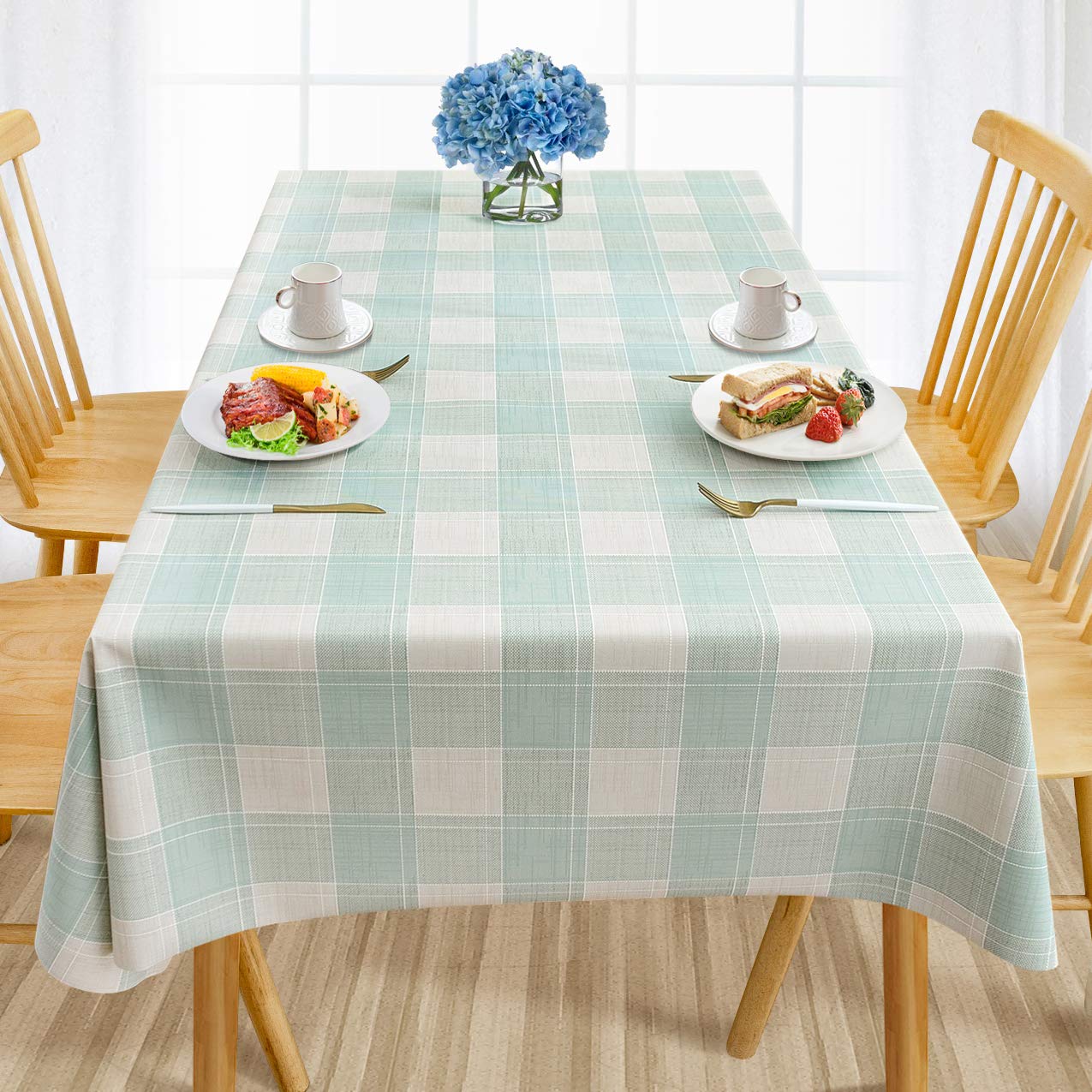 Aircowrie Waterproof Vinyl Tablecloths, Heavy Duty Oil Proof Spill Proof Plastic Table Cloth, Wipe Clean Pvc Table Cover For Spr