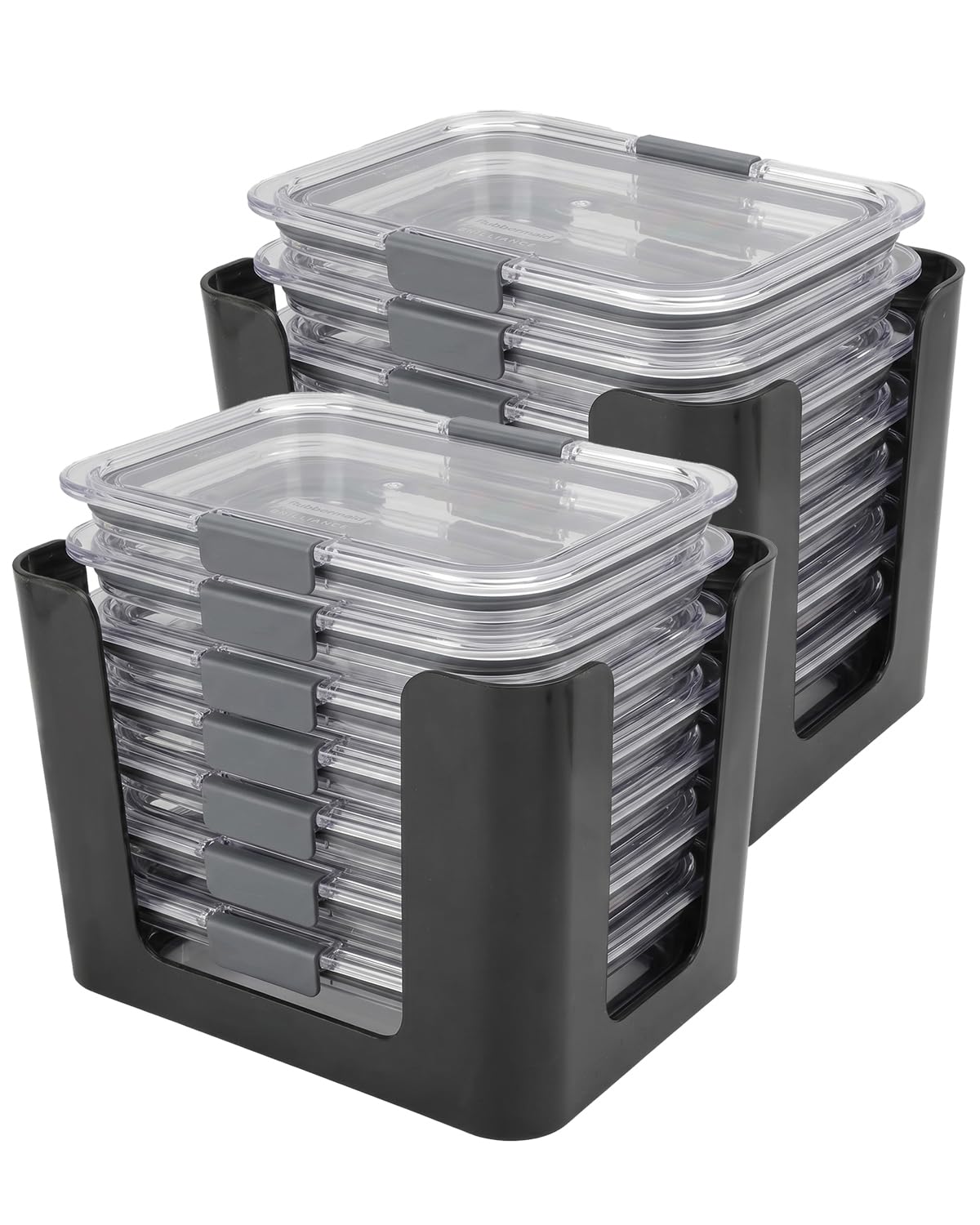 HAPPYER 2 Pack Food Container Lid Organizer Compatible with Rubbermaid Brilliance SnapOn Lids, Stackable Lid Holder Rack for 4.