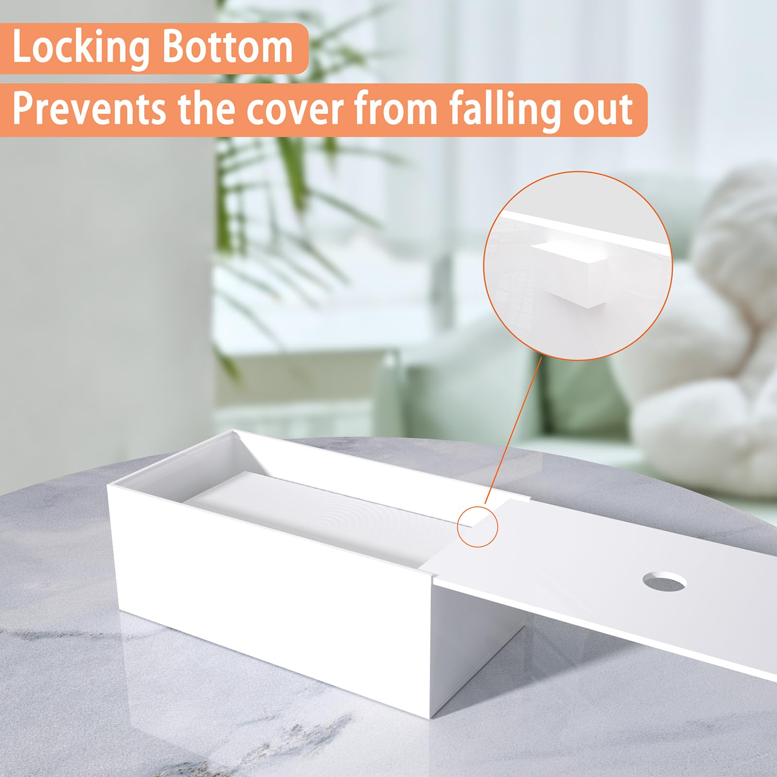Silut Acrylic Tissue Box Cover, Tissue Box Holder, Tissue Box Cover Rectangle, Tissue Cover For Bathroom, Kitchen - White