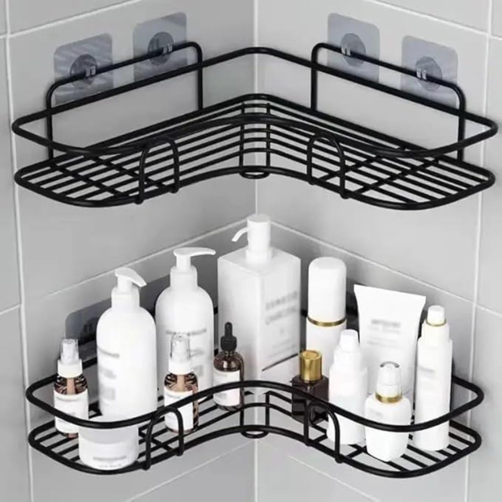 Kymio Stainless Steel Wall Mounted Bathroom Corner Shelf Organizer Storage Hanging Shower Caddy Corner SelfAdhesive Soap Holder