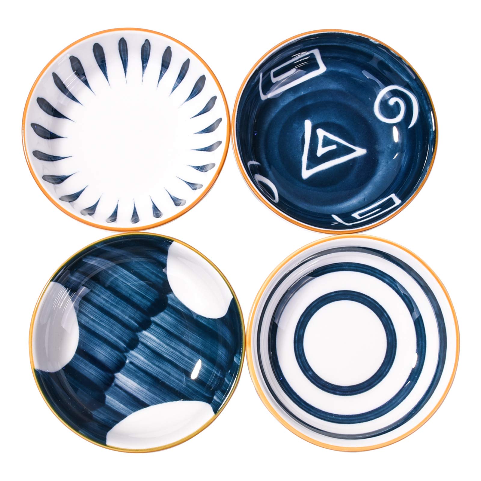 Cerficer Japanese Side Dishes Set Of 4, Soy Sauce Dishes, Dipping Bowls Set