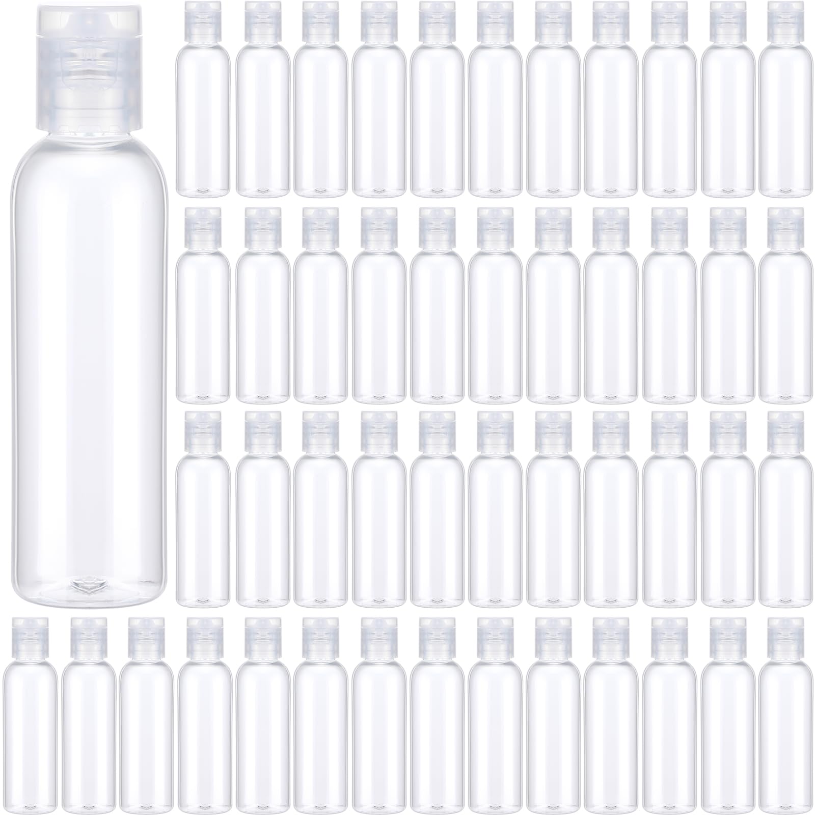 Zhehao 200 Pcs 2 Oz Clear Plastic Empty Bottles Small Travel Size Bottles With Flip Cap Empty Transparent Dispenser Container Fo