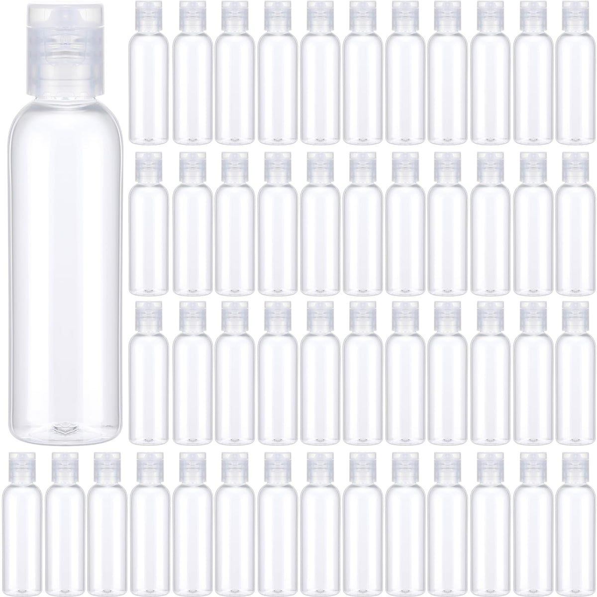Zhehao 200 Pcs 2 Oz Clear Plastic Empty Bottles Small Travel Size Bottles With Flip Cap Empty Transparent Dispenser Container Fo