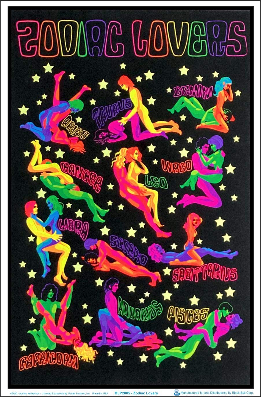 Zodiac Lovers - Laminated Blacklight Poster - 23.5'' X 35.5''
