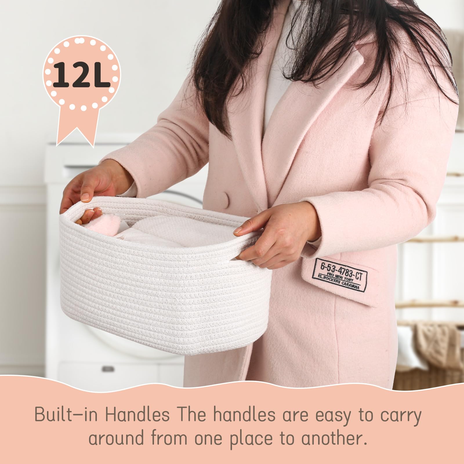 Sutine 4Pcs Storage Baskets For Organizing, Rectangular Woven Baskets For Storage, Cotton Rope Storage Bins For Shelves, Cube St