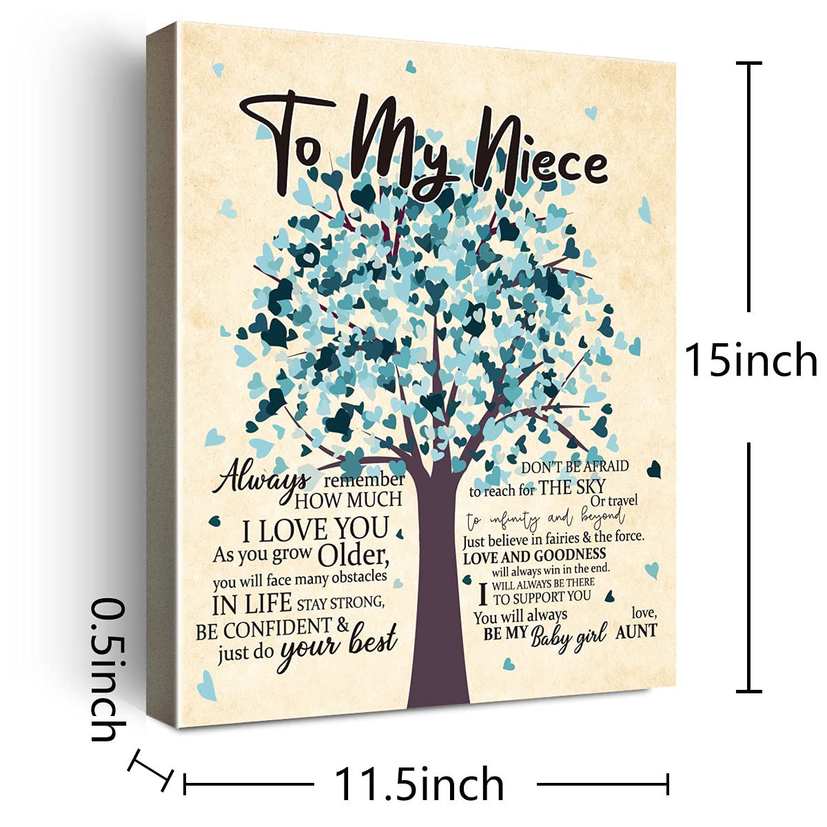 Wailozco Gifts For Niece - Hangable Canvas Poem Prints Framed Poster Wall Art For Niece From Aunt-Meaningful Niece Gifts,Niece H