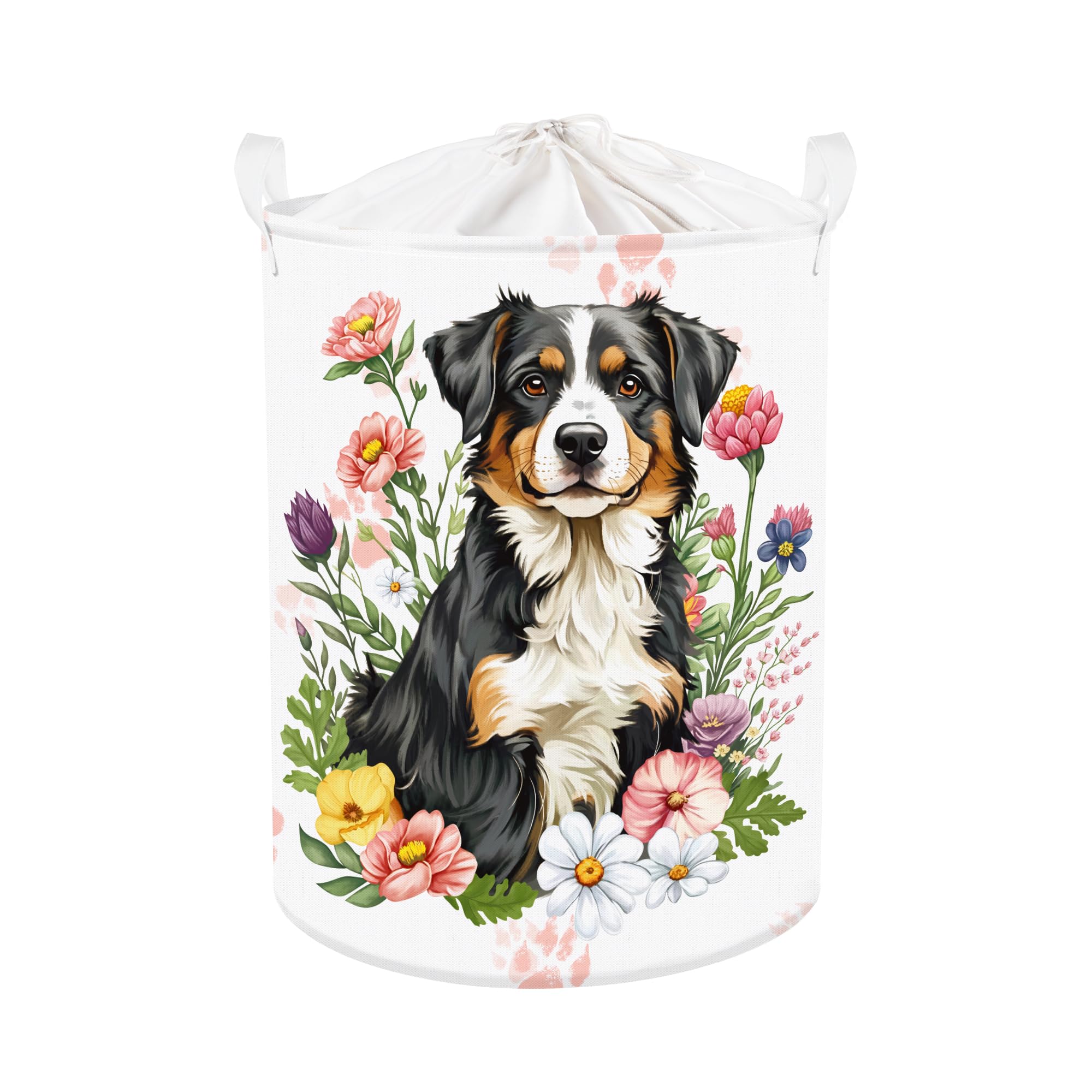 Clastyle 45L Collapsible Spring Wild Flower Plants Kid Laundry Hamper Dog Clothes Toy Storage Basket For Bedroom Bathroom Nurser